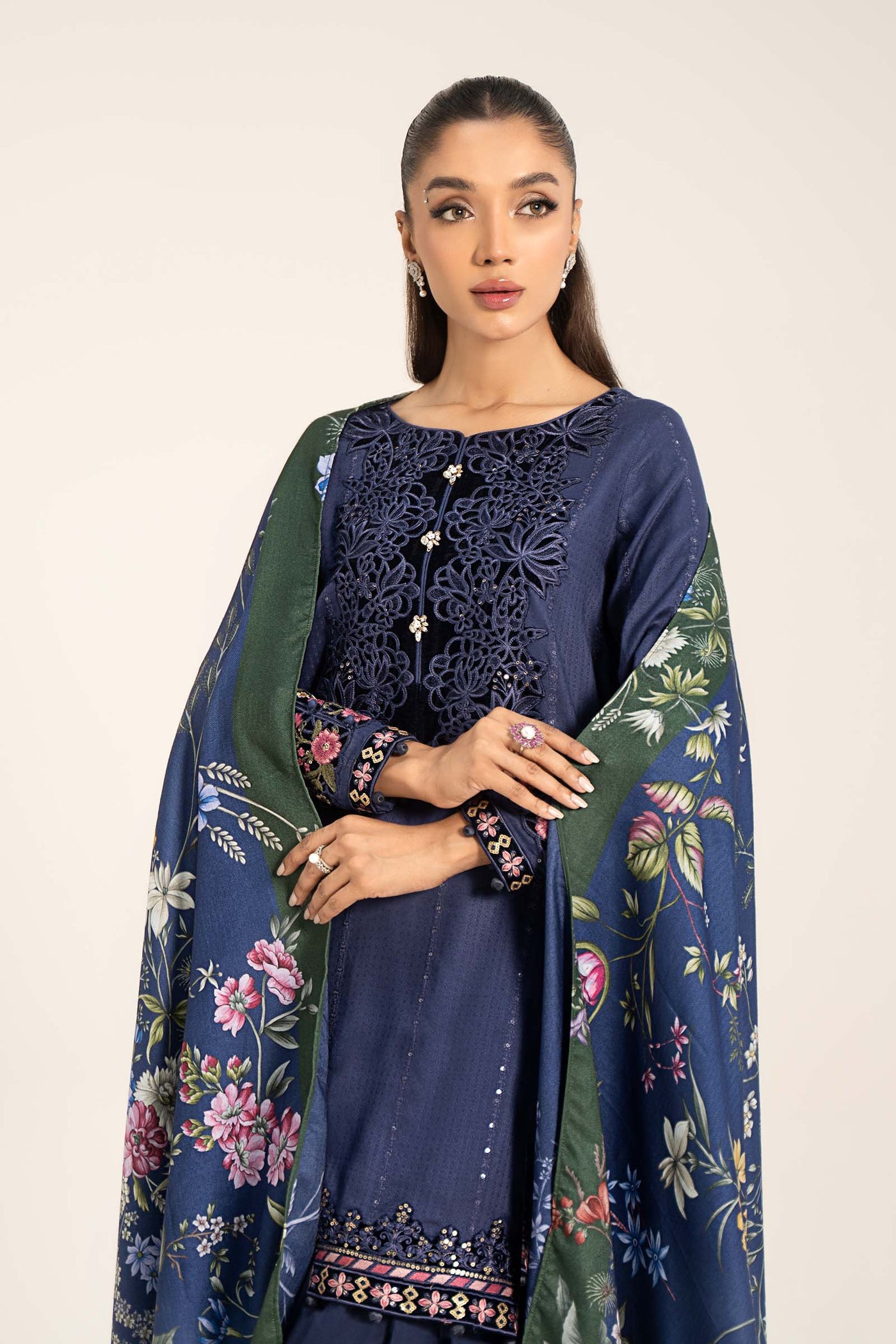 3 Piece Embroidered Linen Suit