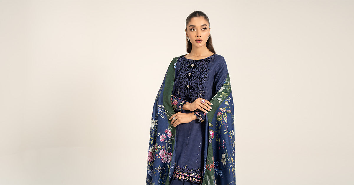 3 Piece Embroidered Linen Suit