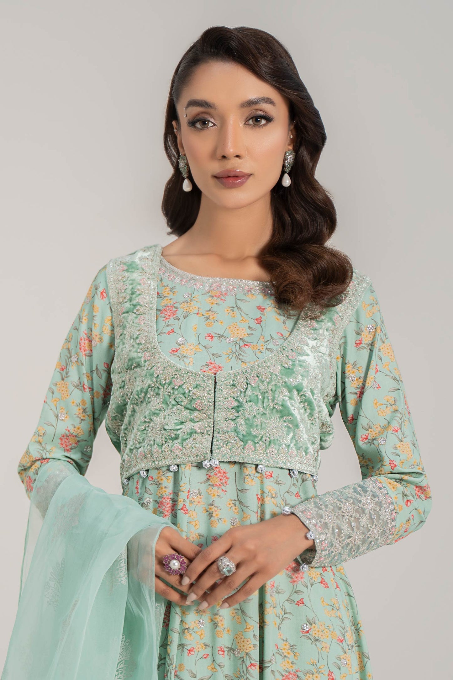 3 Piece Embroidered Linen Suit