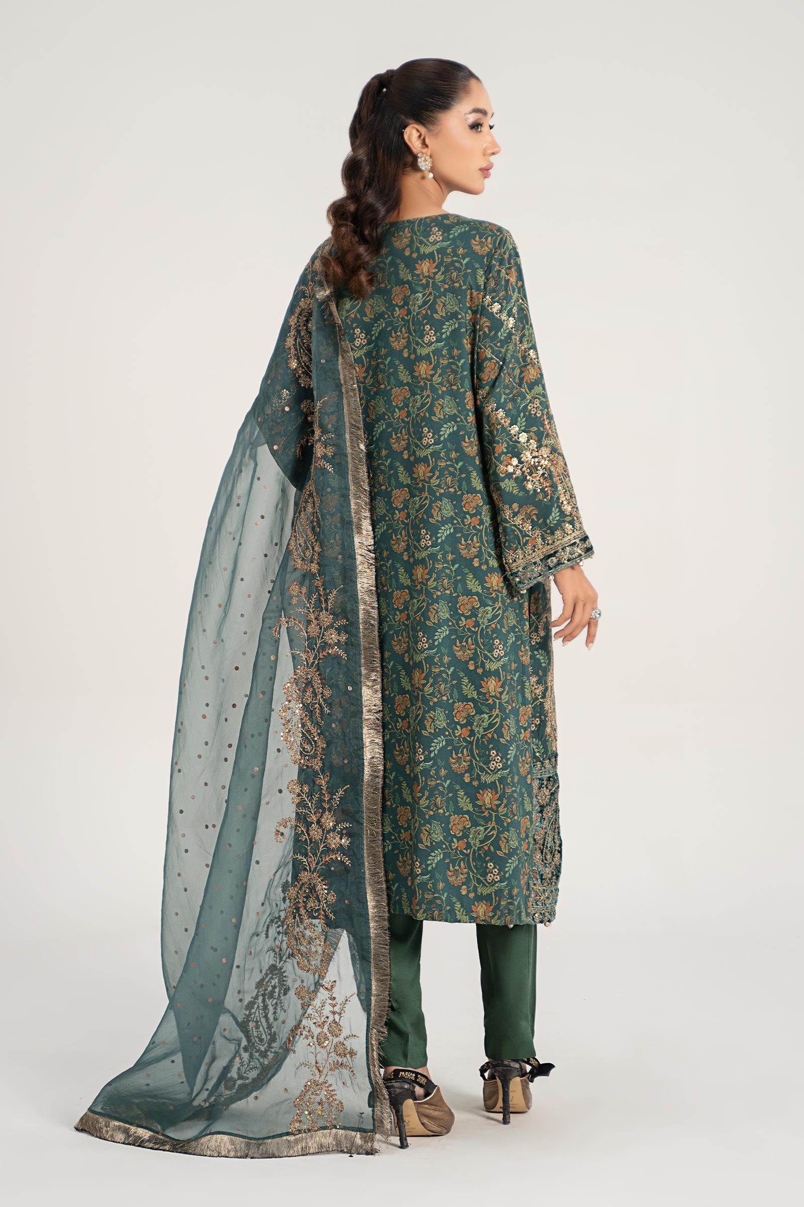 3 Piece Embroidered Plush Suit