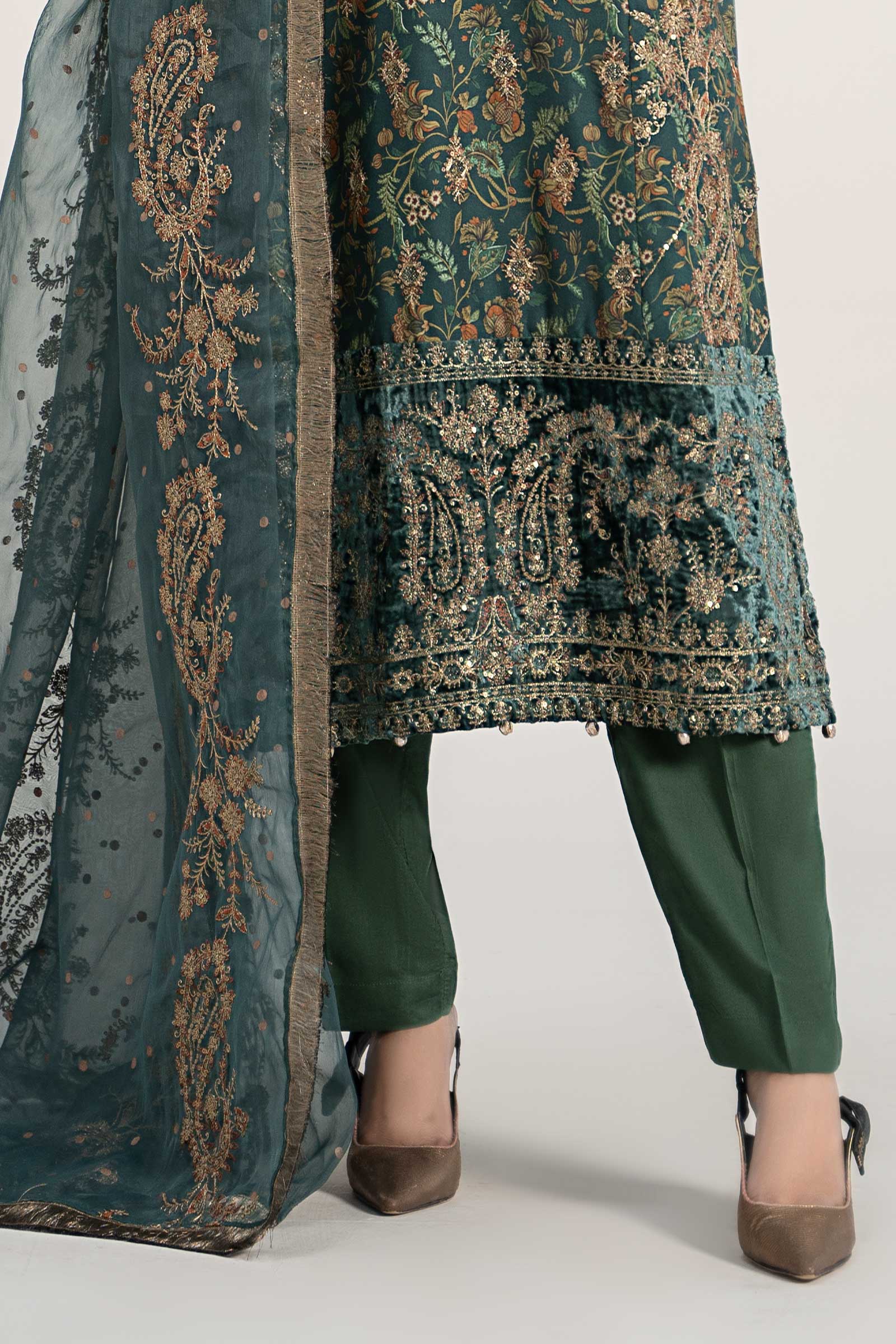 3 Piece Embroidered Plush Suit