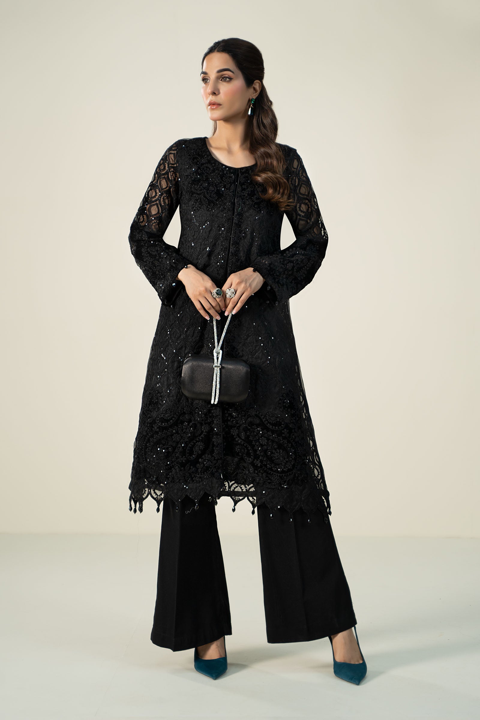 3 Piece Embroidered Organza Suit