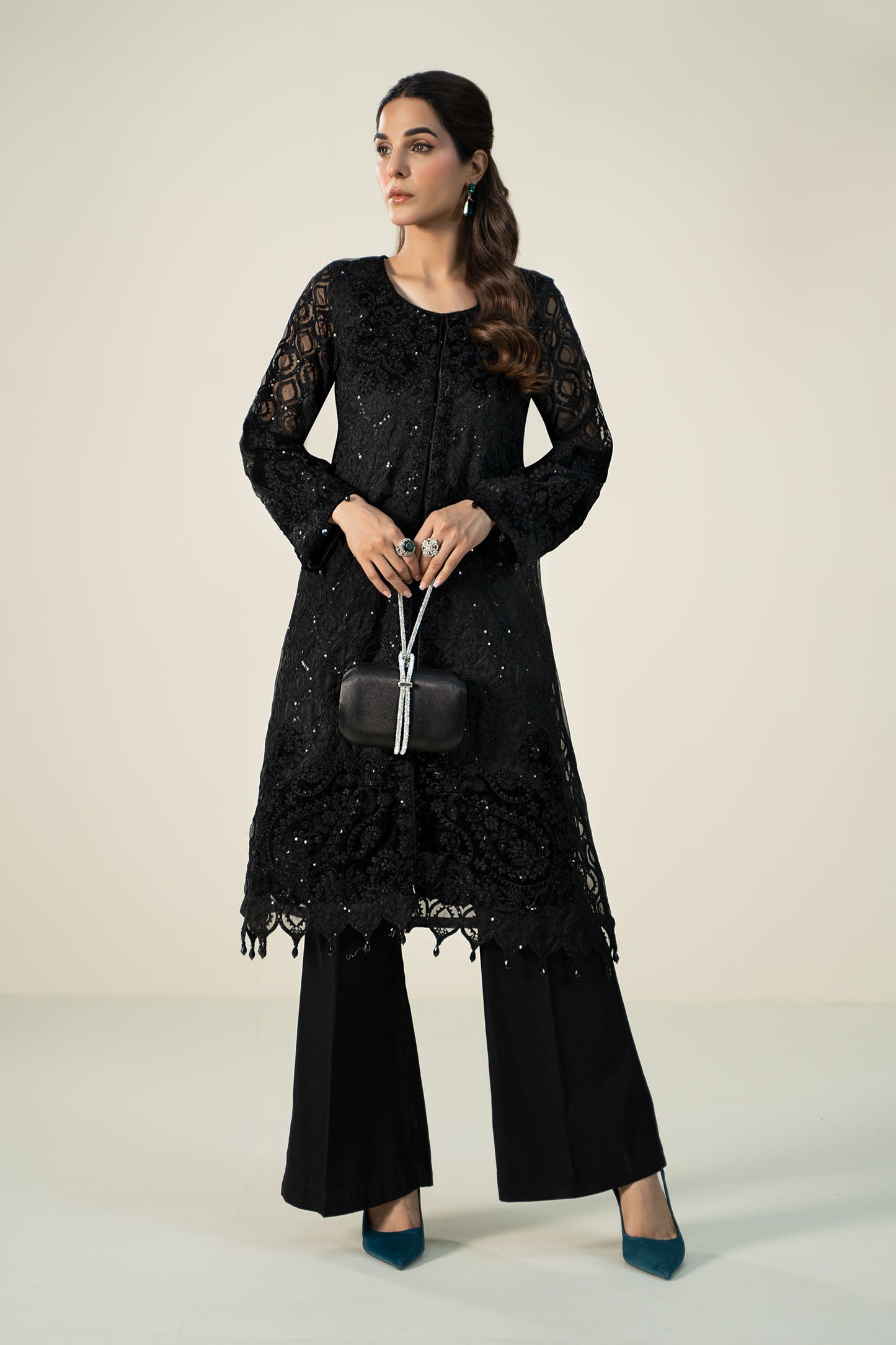 3 Piece Embroidered Organza Suit