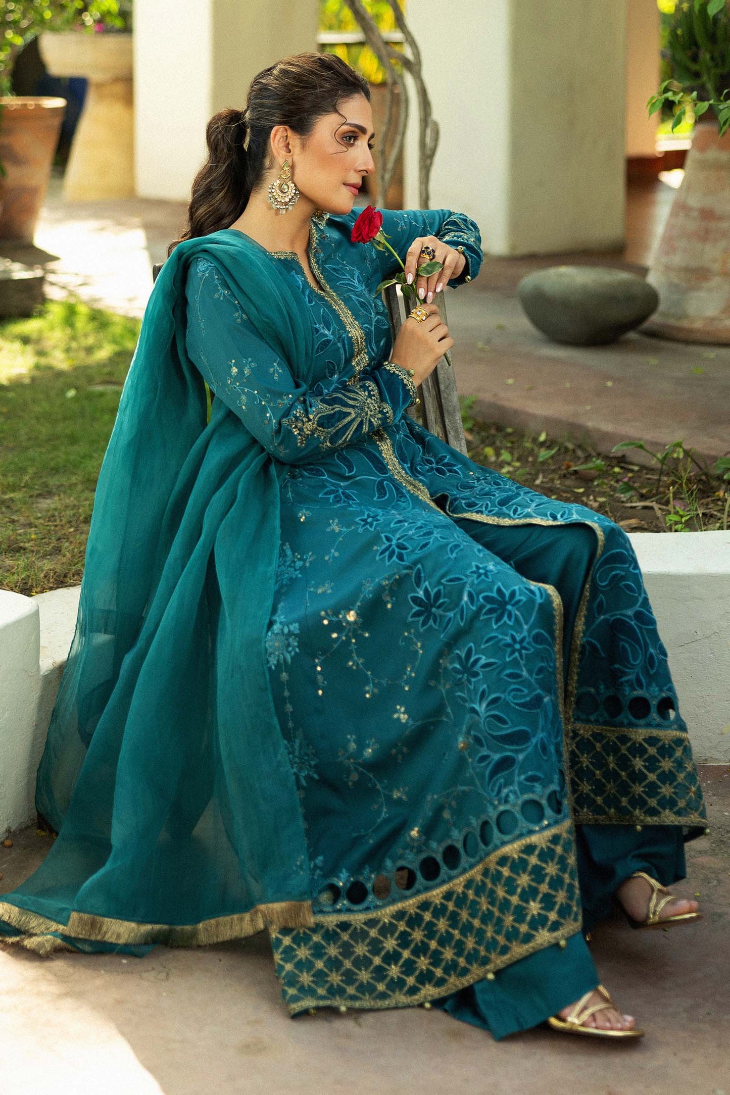 3 Piece Embroidered Plush Suit