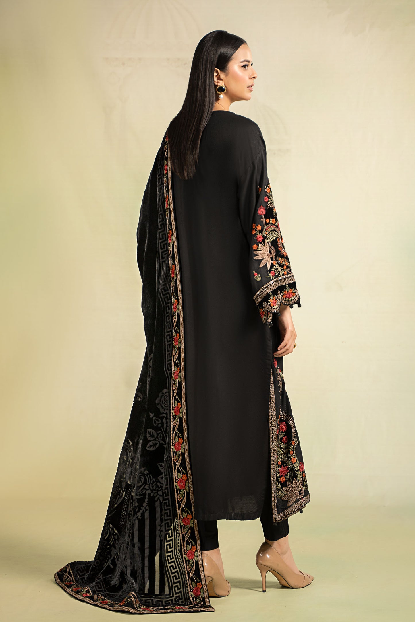 3 Piece Embroidered Linen Suit