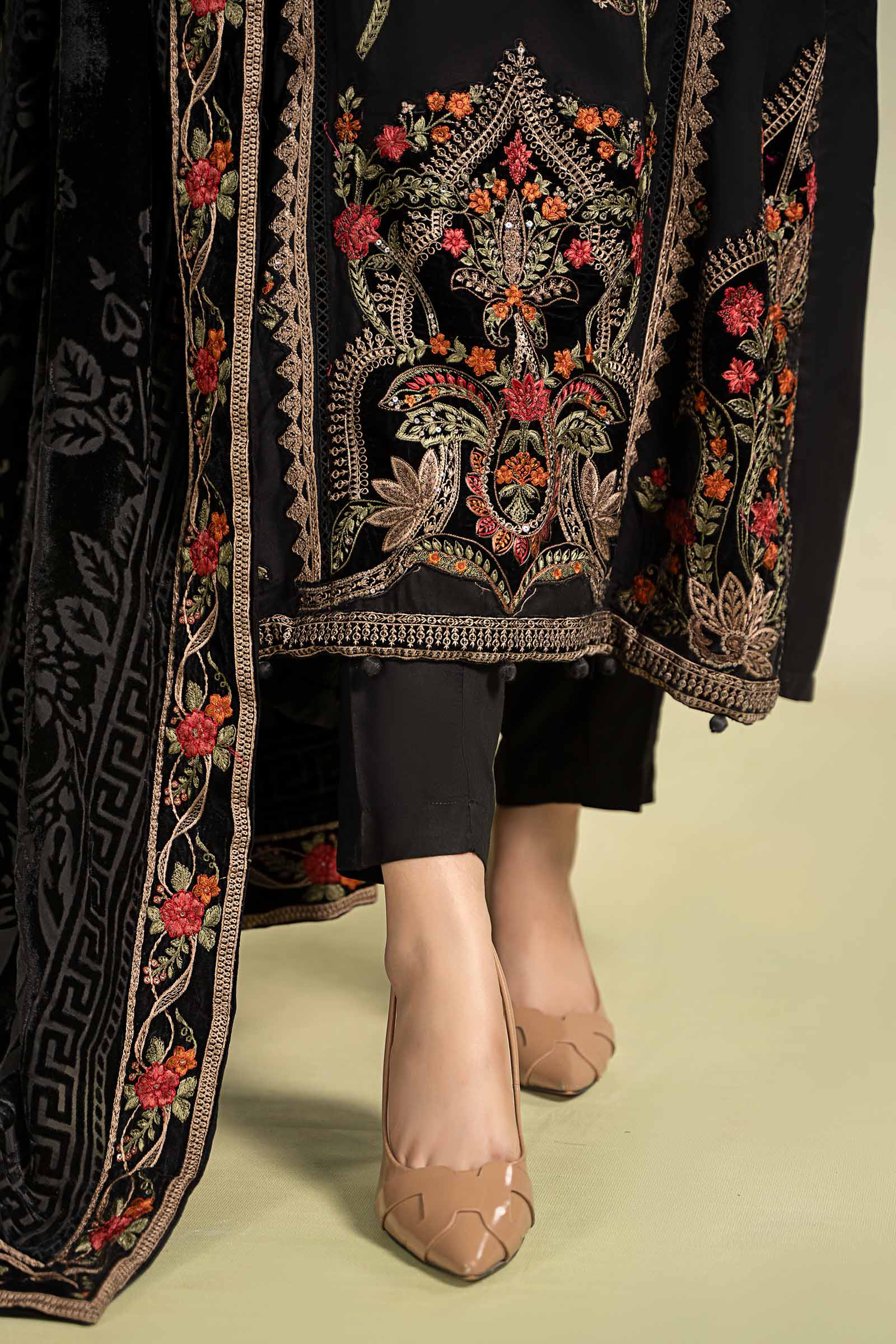3 Piece Embroidered Linen Suit