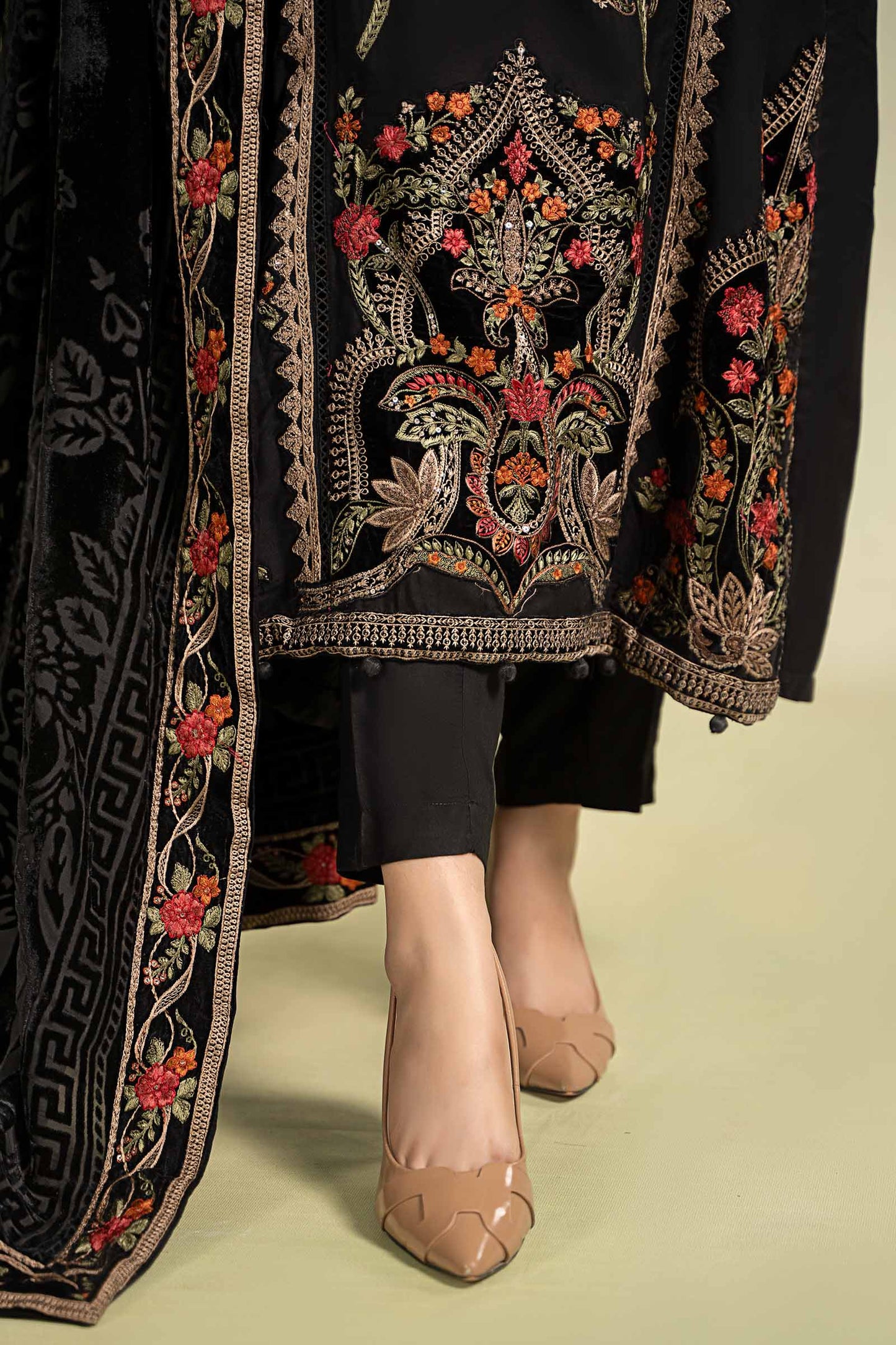 3 Piece Embroidered Linen Suit
