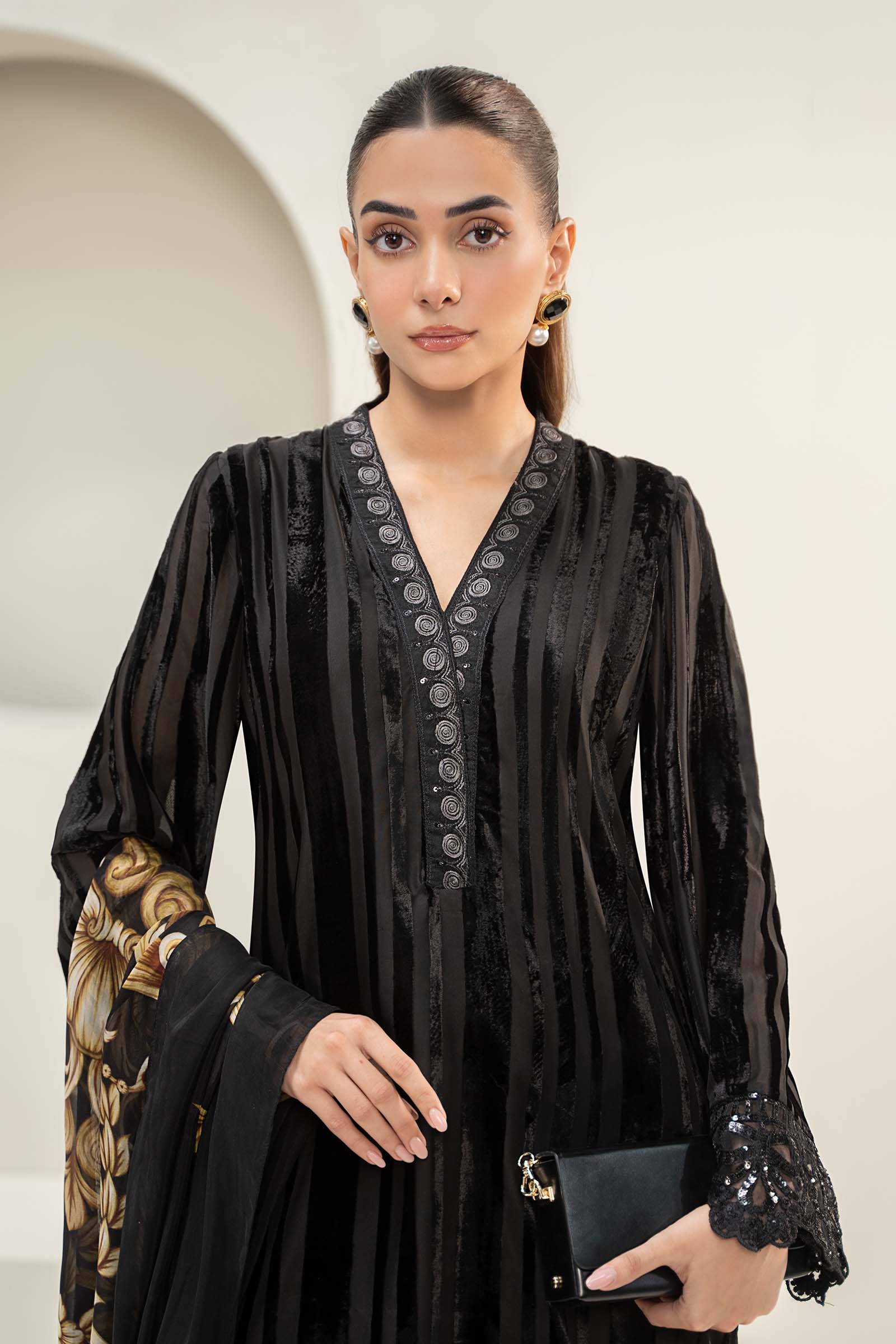 3 Piece Embroidered Plush Suit