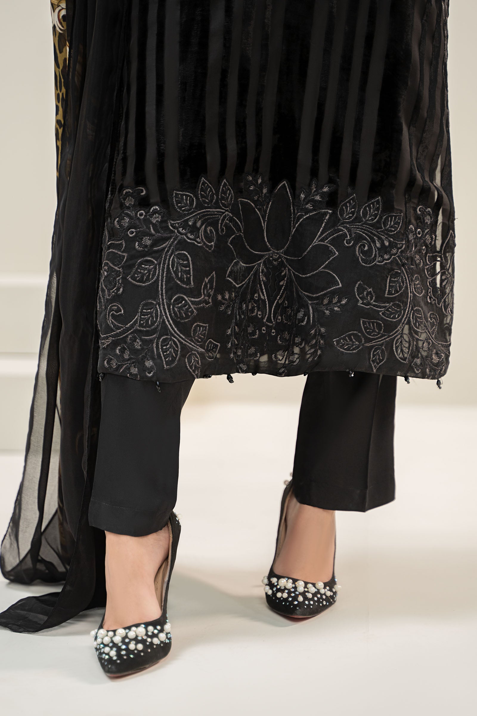 3 Piece Embroidered Plush Suit