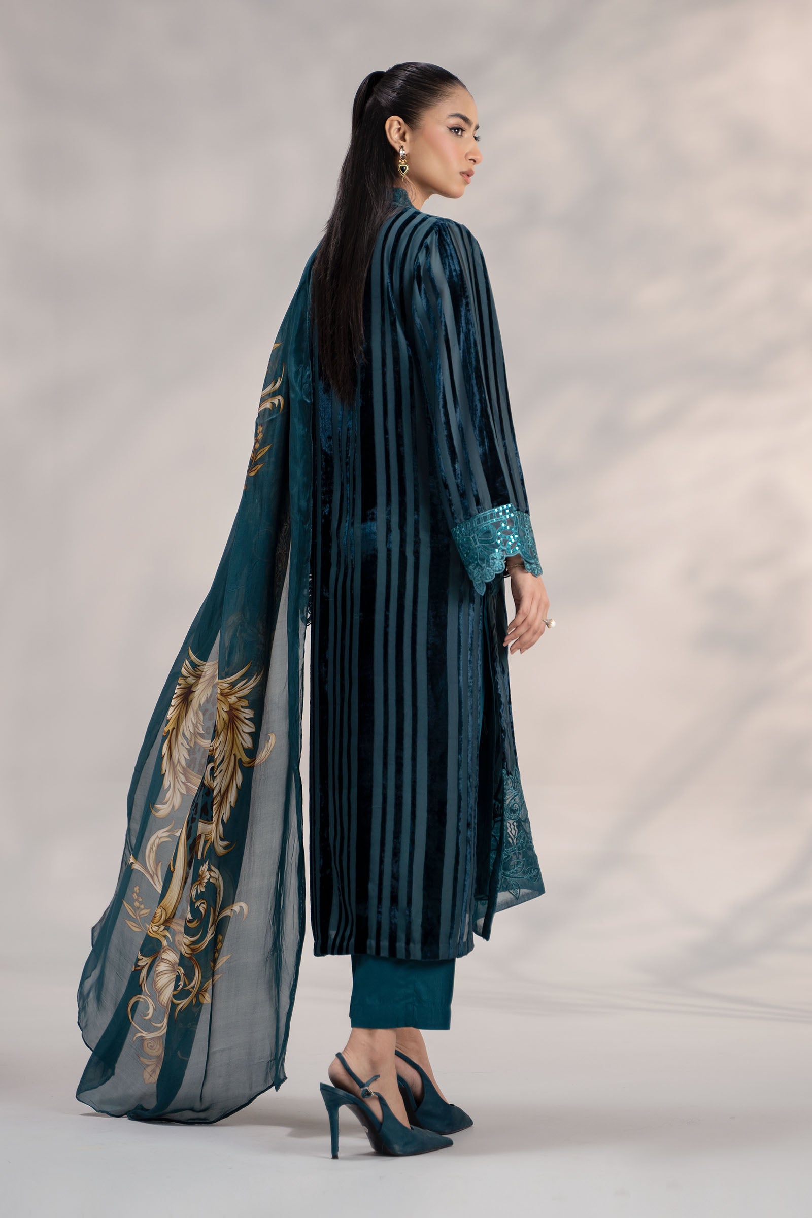 3 Piece Embroidered Plush Suit