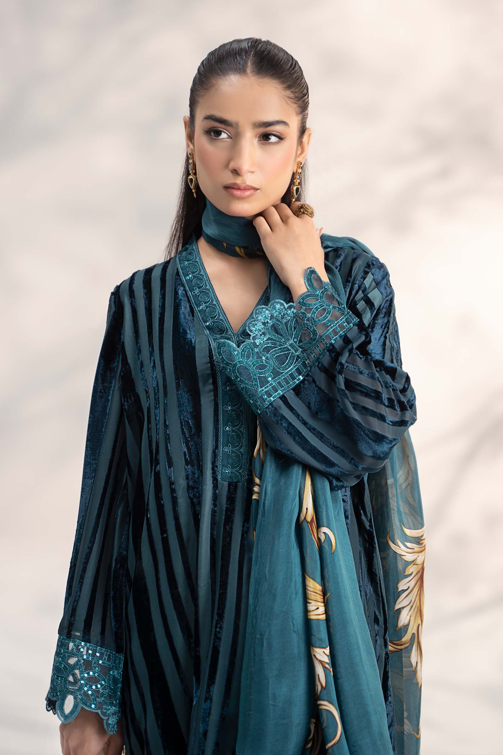 3 Piece Embroidered Plush Suit