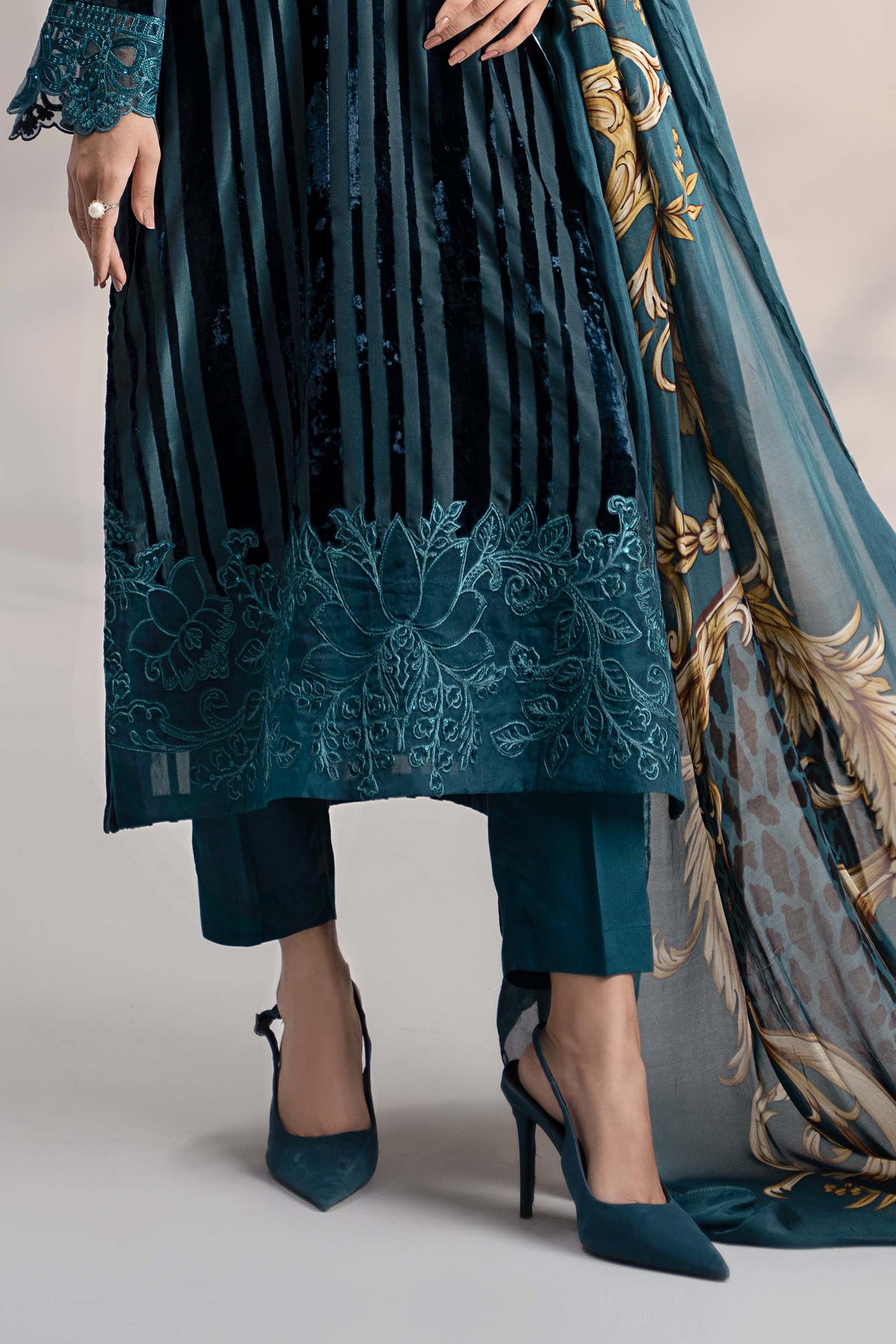 3 Piece Embroidered Plush Suit