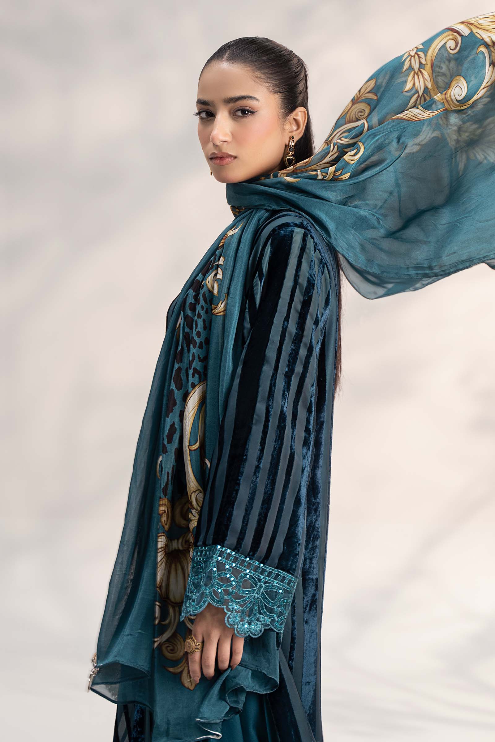 3 Piece Embroidered Plush Suit