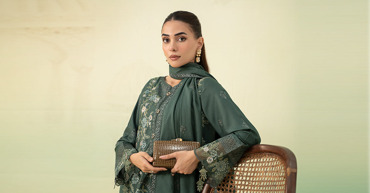 3 Piece Embroidered Linen Suit