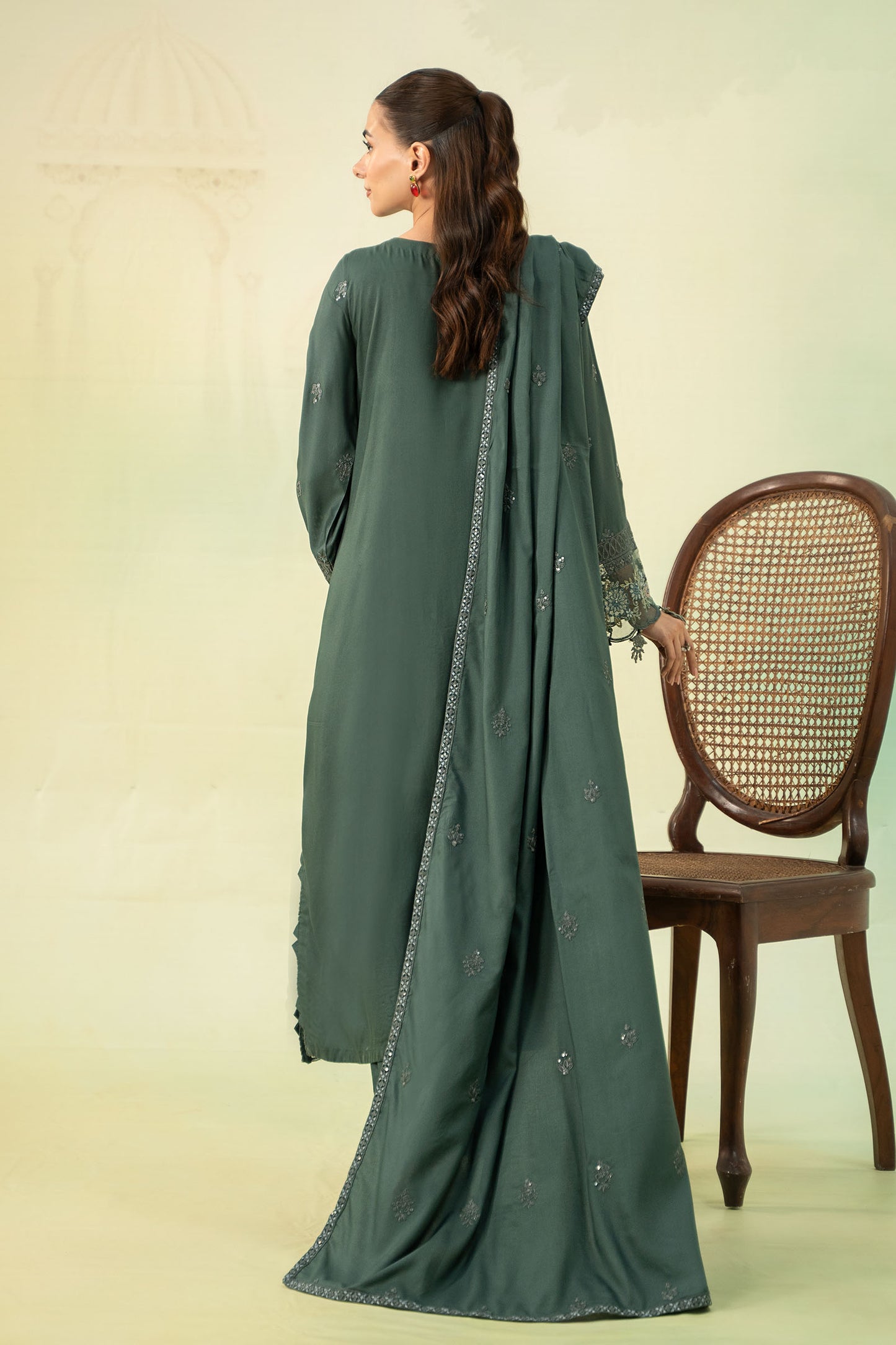 3 Piece Embroidered Linen Suit