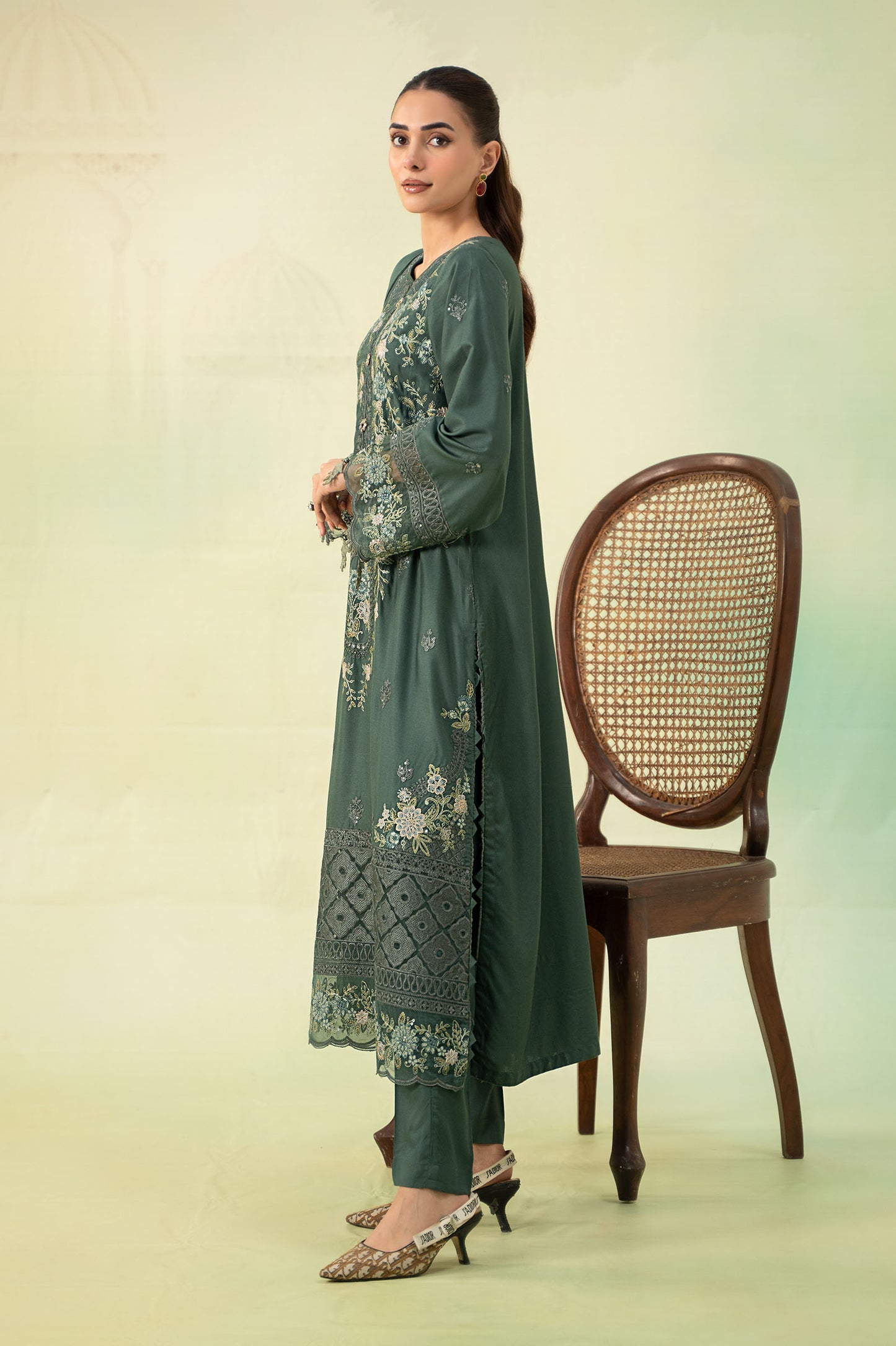 3 Piece Embroidered Linen Suit