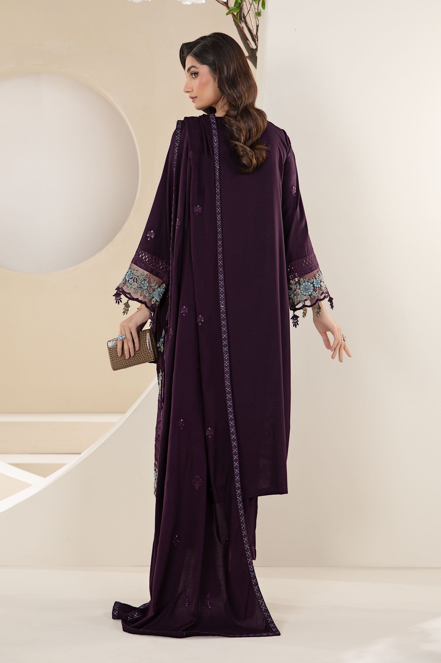 3 Piece Embroidered Linen Suit