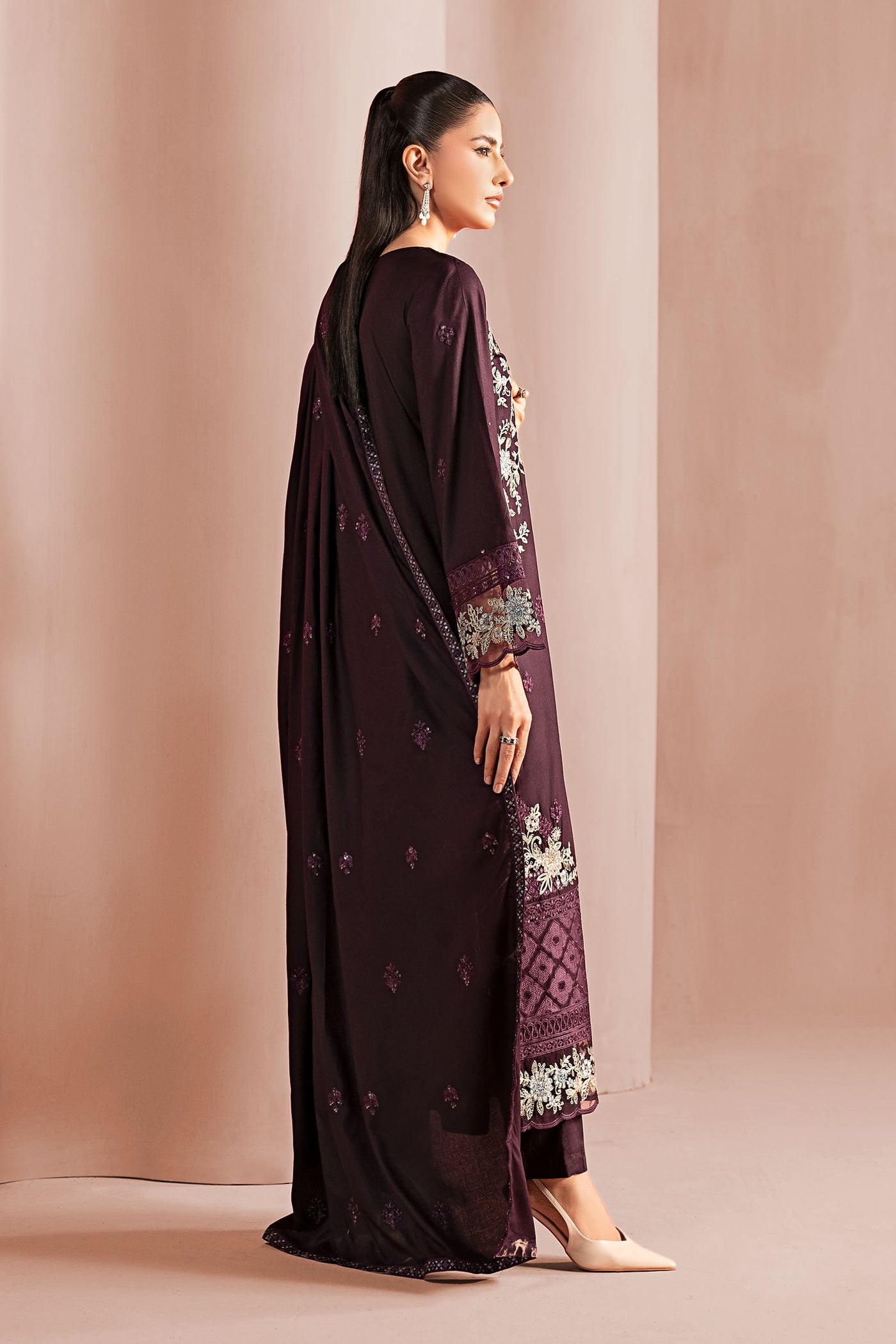 3 Piece Embroidered Linen Suit