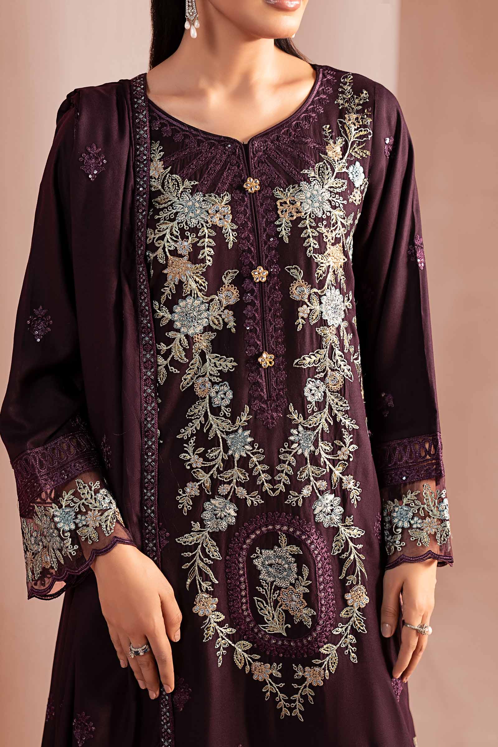 3 Piece Embroidered Linen Suit