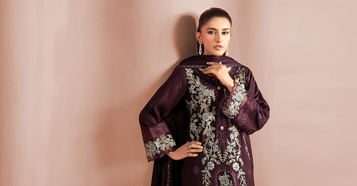 3 Piece Embroidered Linen Suit