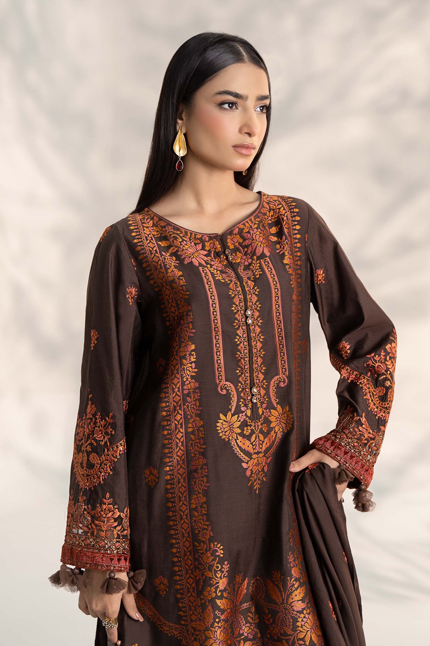 3 Piece Embroidered Linen Suit
