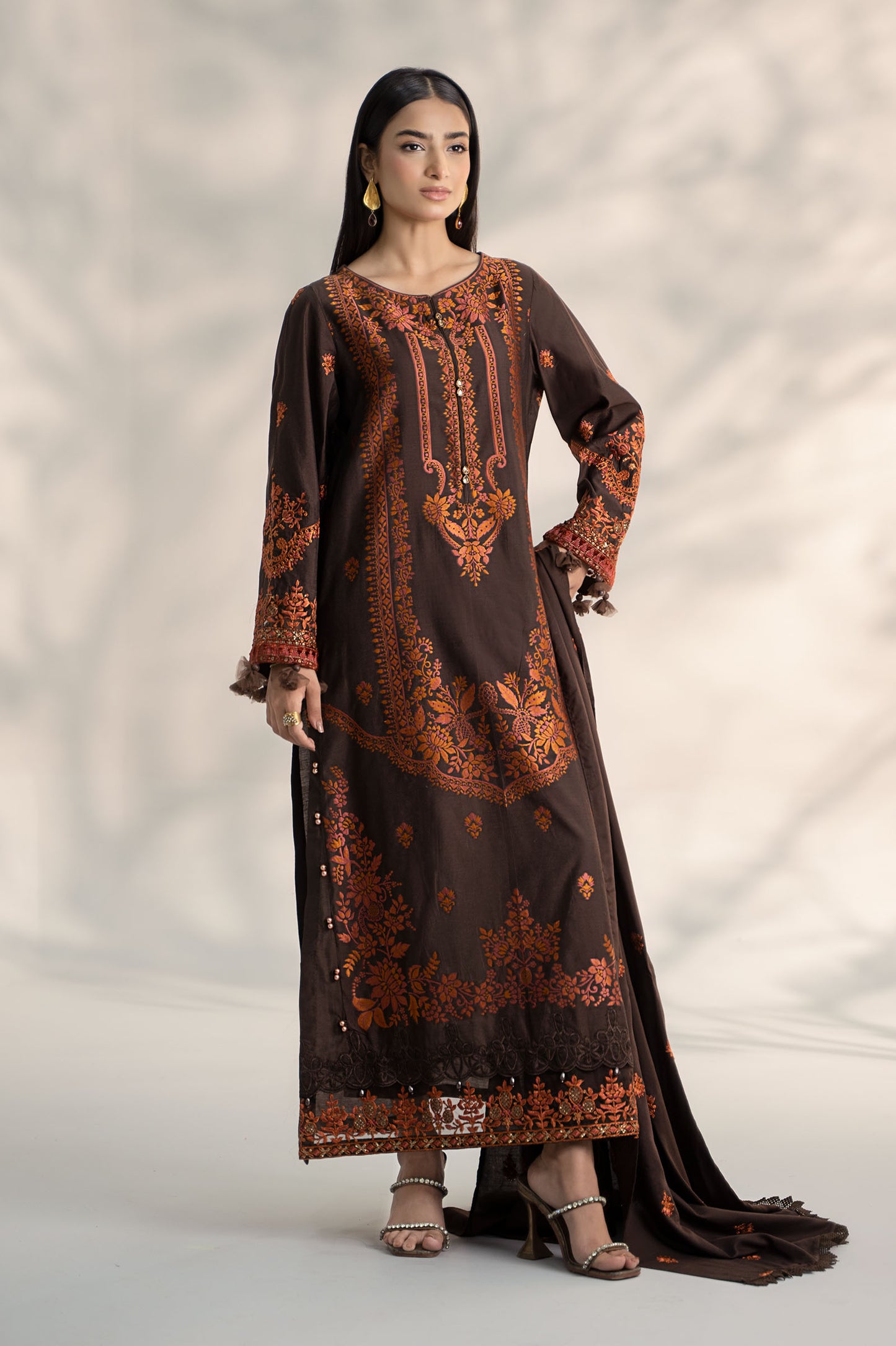 3 Piece Embroidered Linen Suit