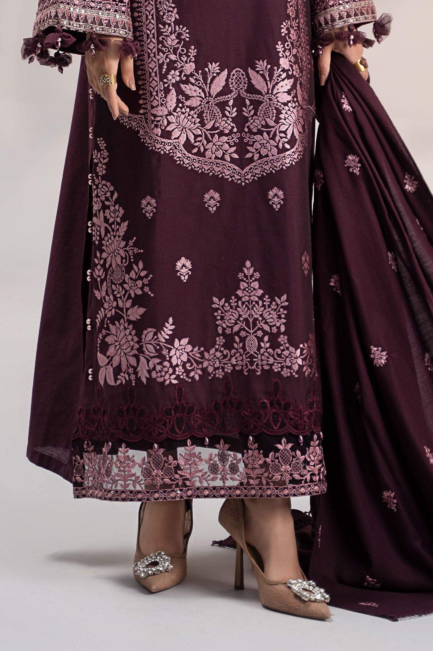 3 Piece Embroidered Linen Suit