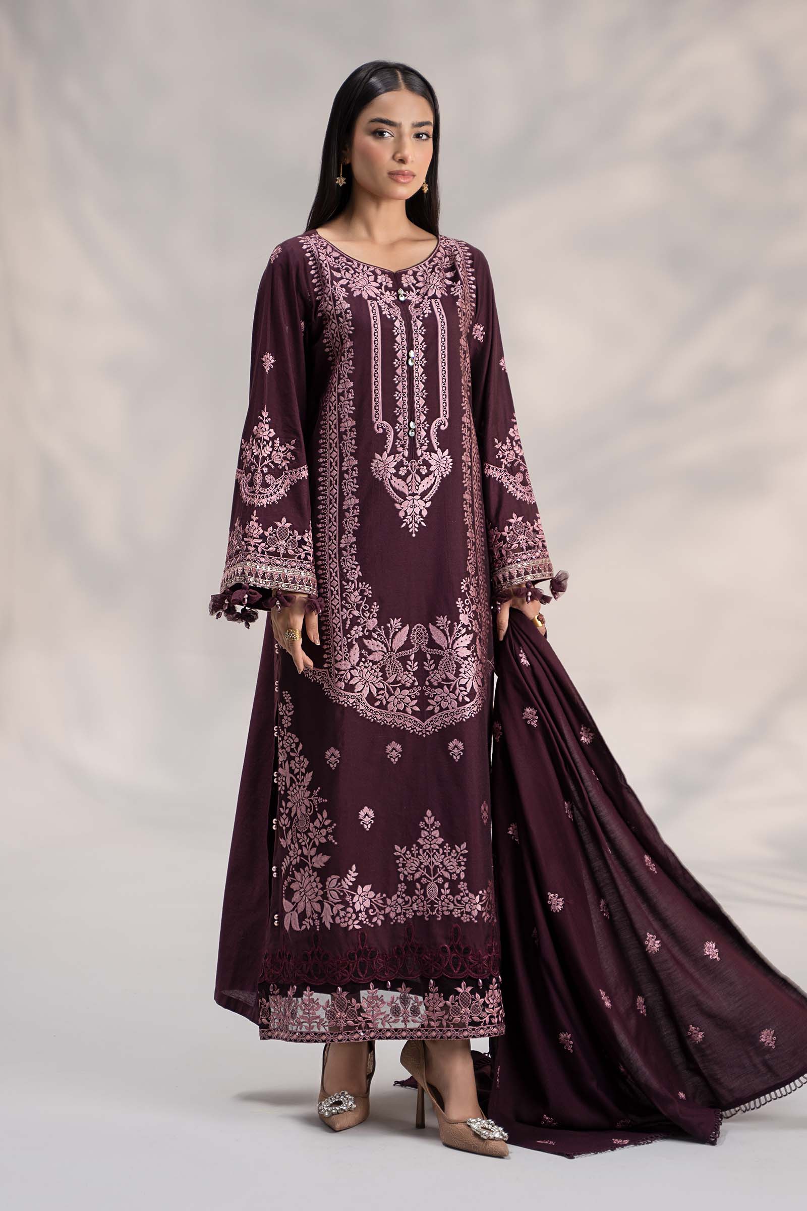 3 Piece Embroidered Linen Suit