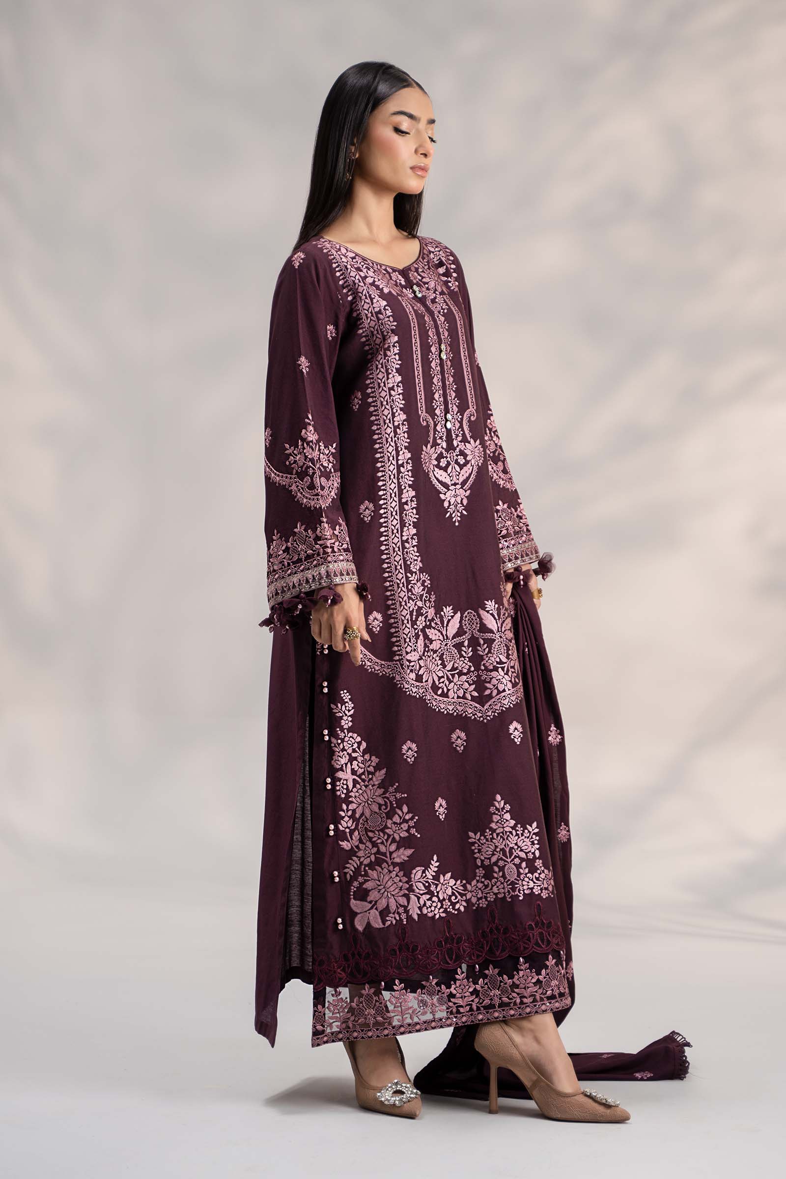 3 Piece Embroidered Linen Suit