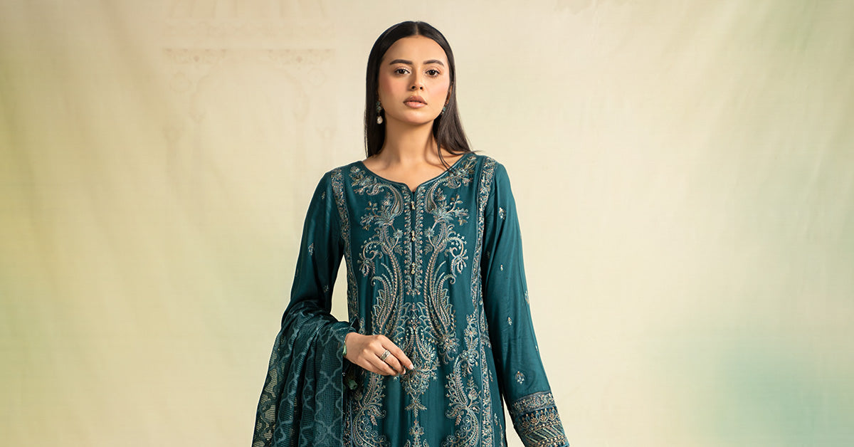 3 Piece Embroidered Linen Suit