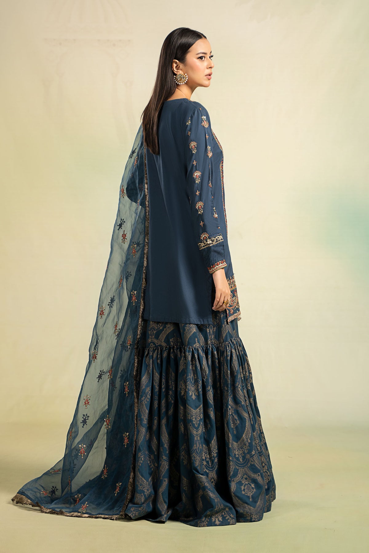 3 Piece Embroidered Linen Suit