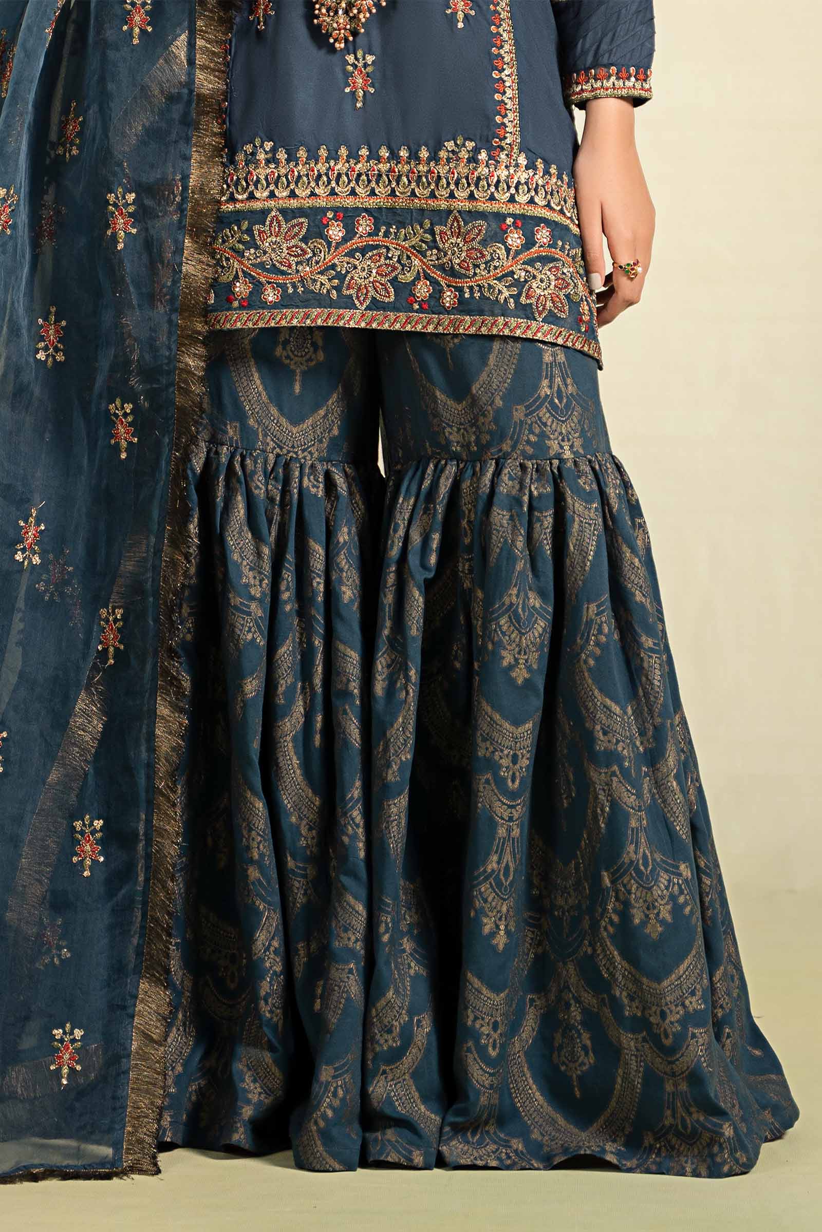 3 Piece Embroidered Linen Suit