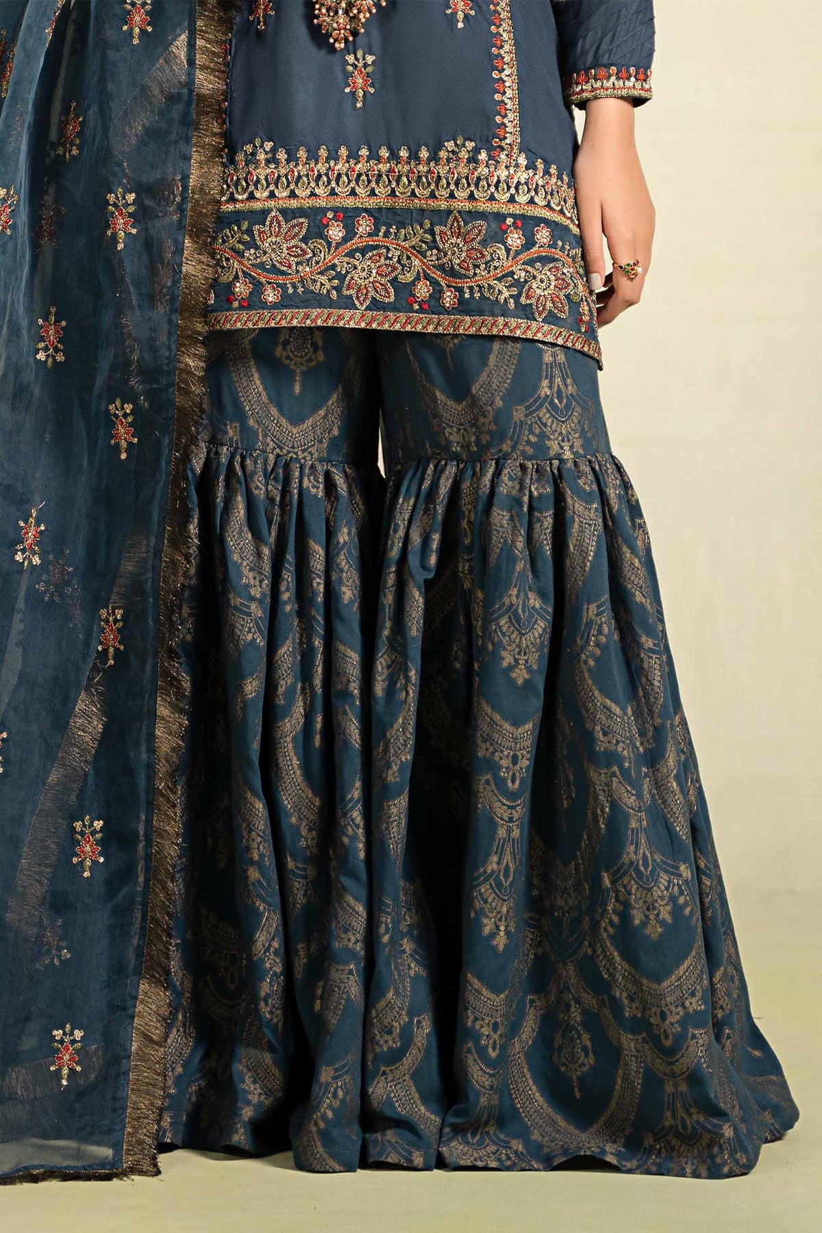 3 Piece Embroidered Linen Suit