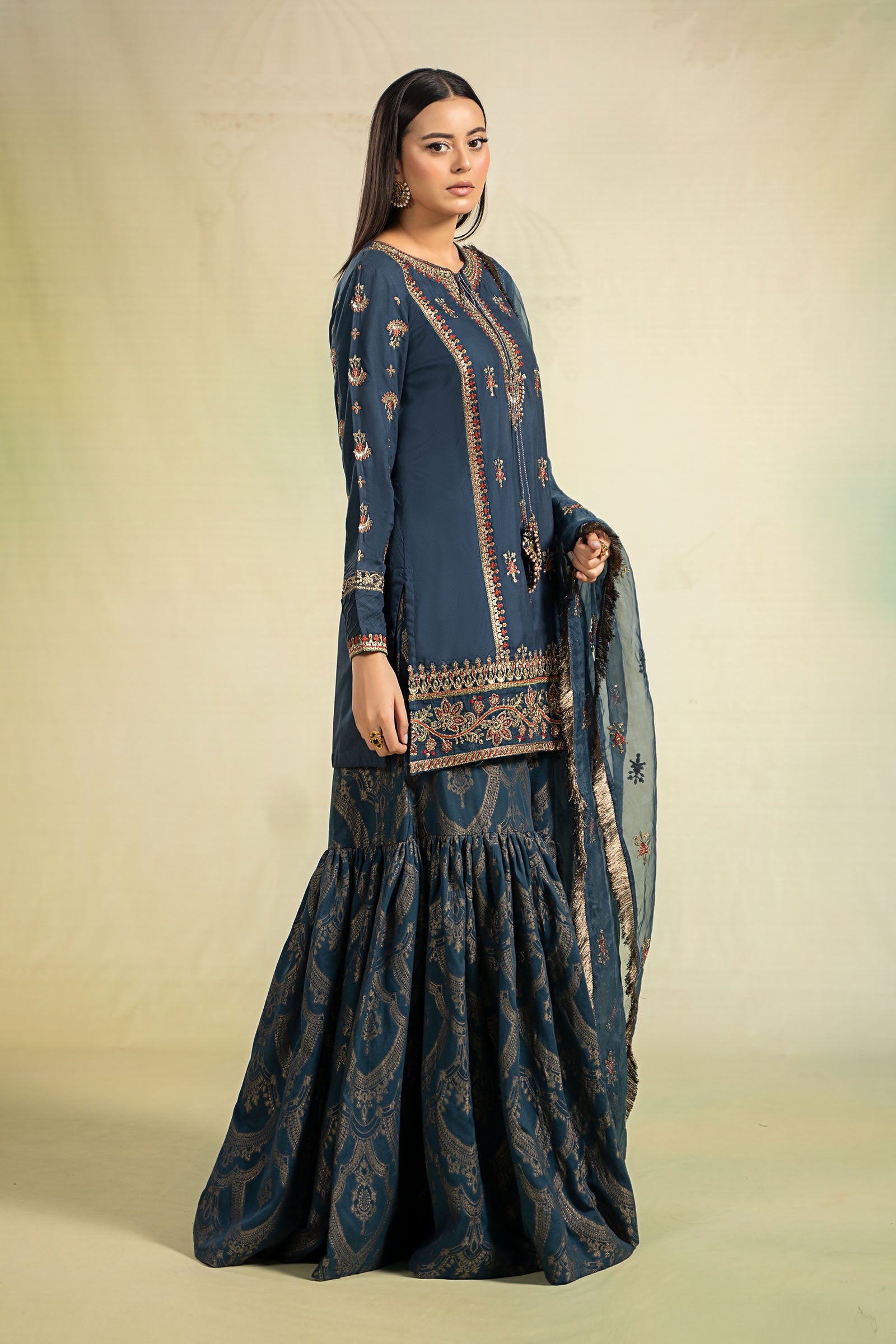 3 Piece Embroidered Linen Suit