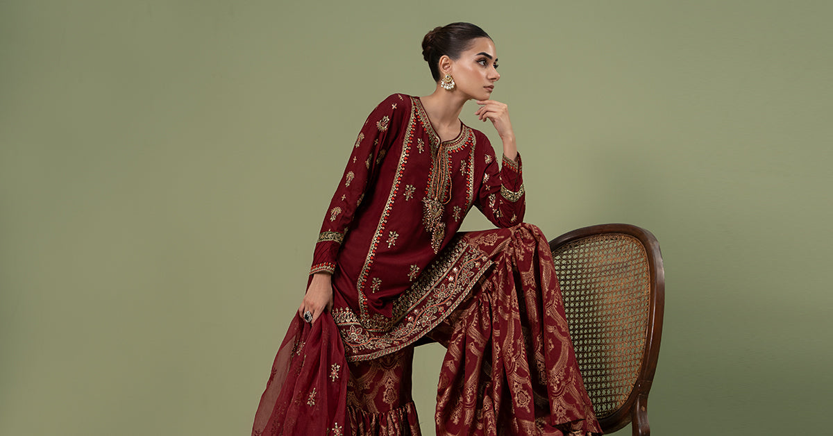 3 Piece Embroidered Linen Suit