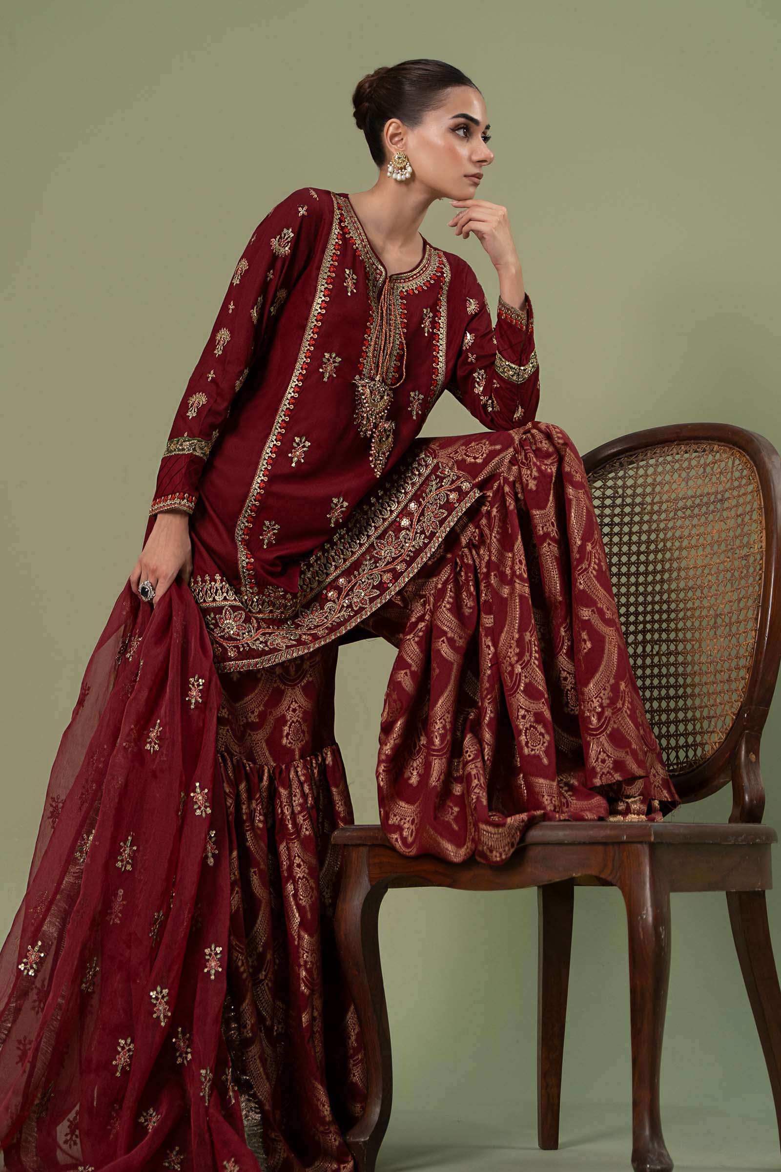 3 Piece Embroidered Linen Suit