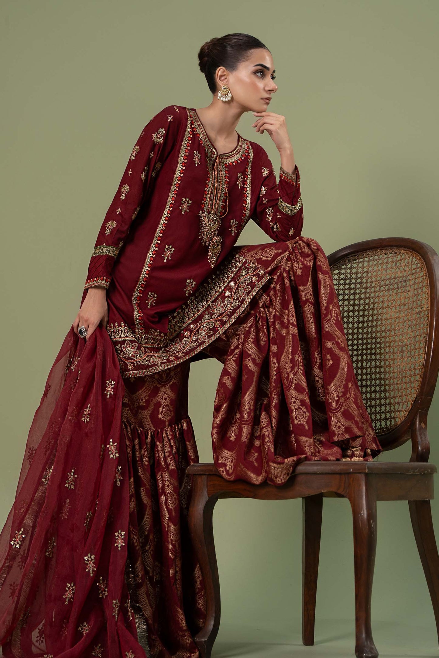 3 Piece Embroidered Linen Suit