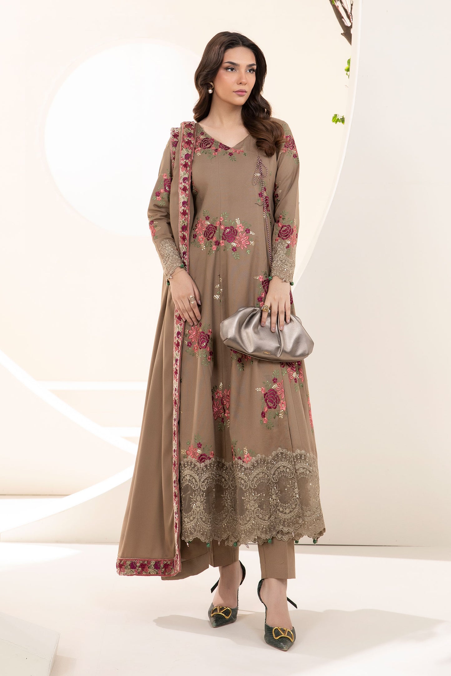 3 Piece Embroidered Khaddar Suit
