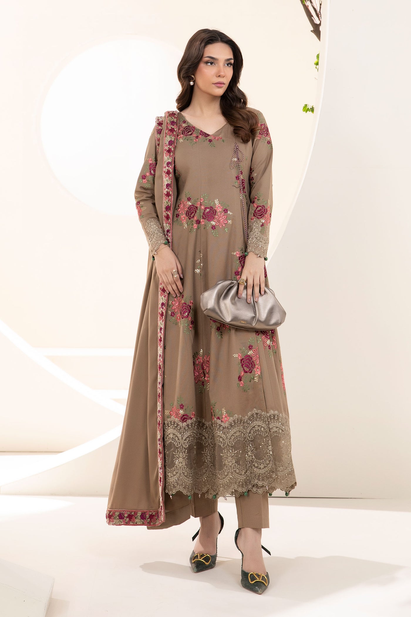 3 Piece Embroidered Khaddar Suit