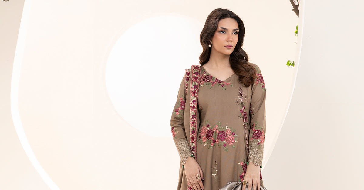 3 Piece Embroidered Khaddar Suit