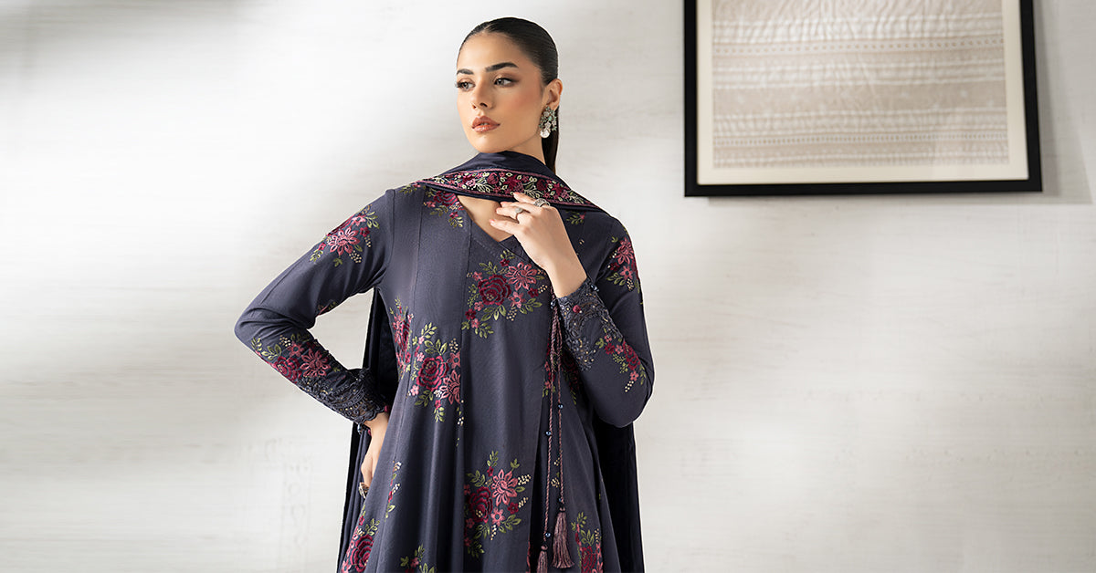 3 Piece Embroidered Khaddar Suit