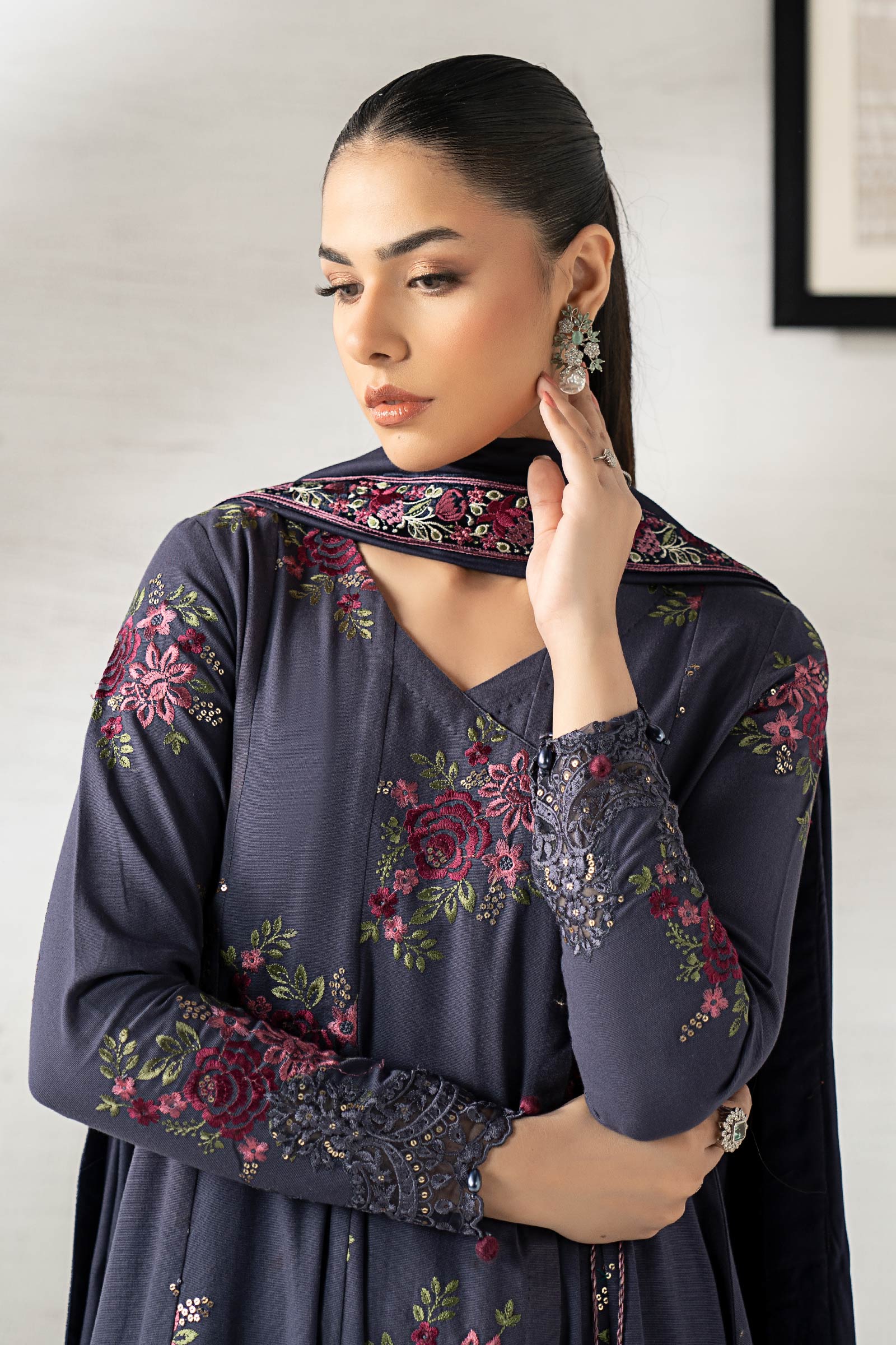 3 Piece Embroidered Khaddar Suit
