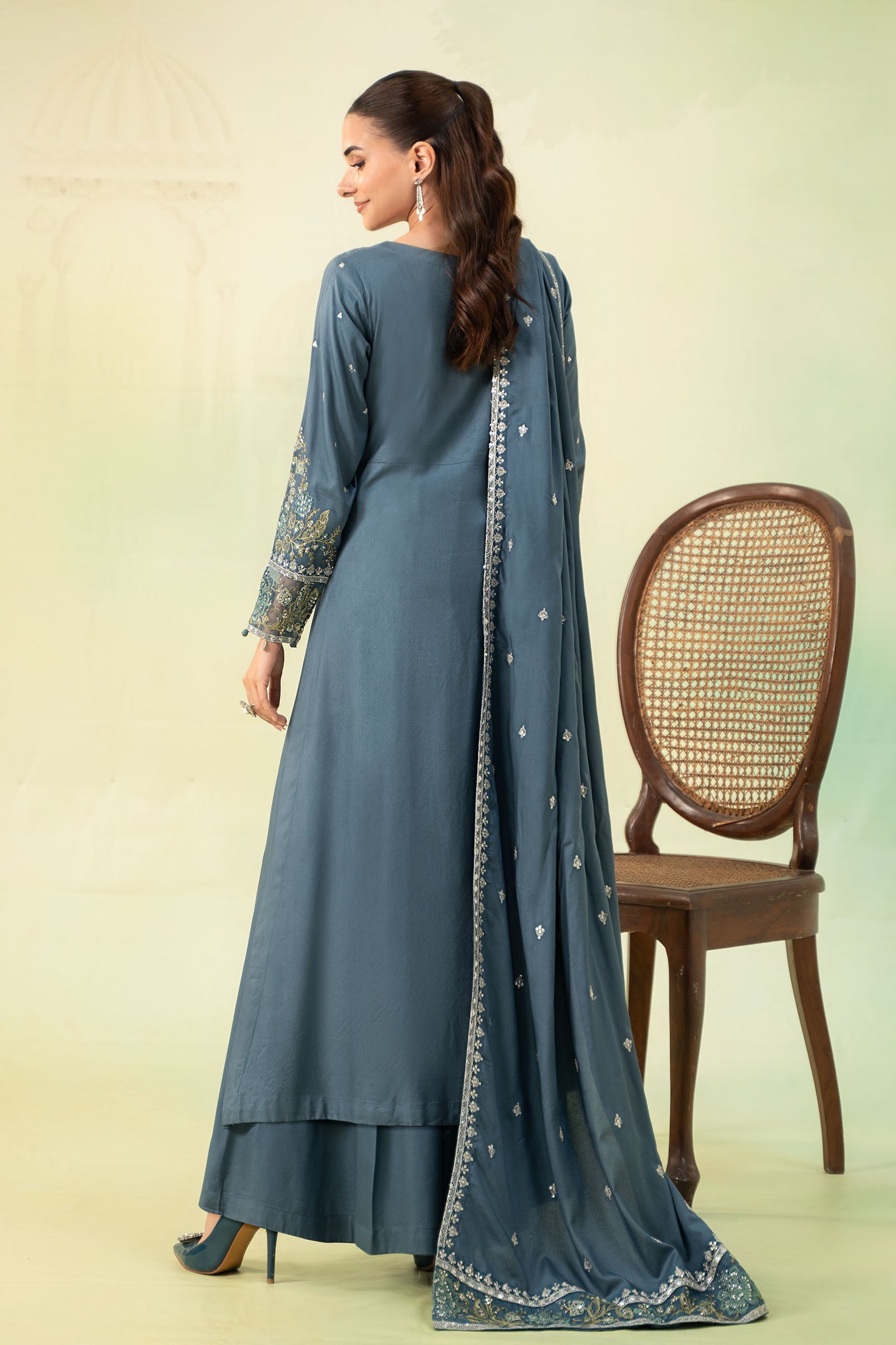 3 Piece Embroidered Linen Suit