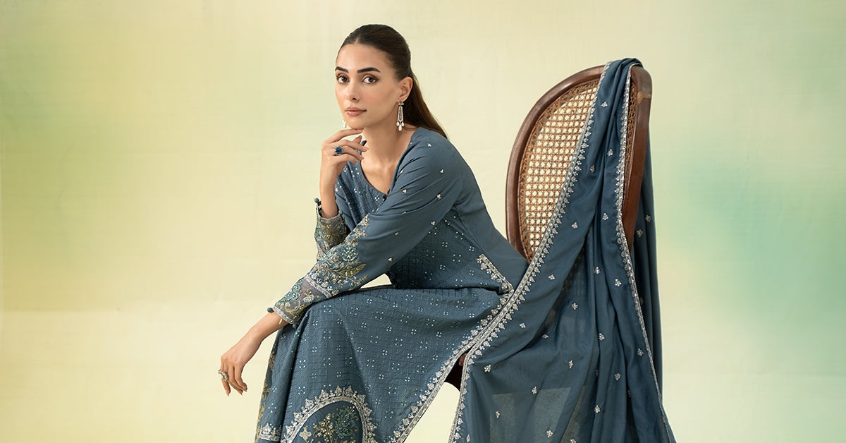 3 Piece Embroidered Linen Suit