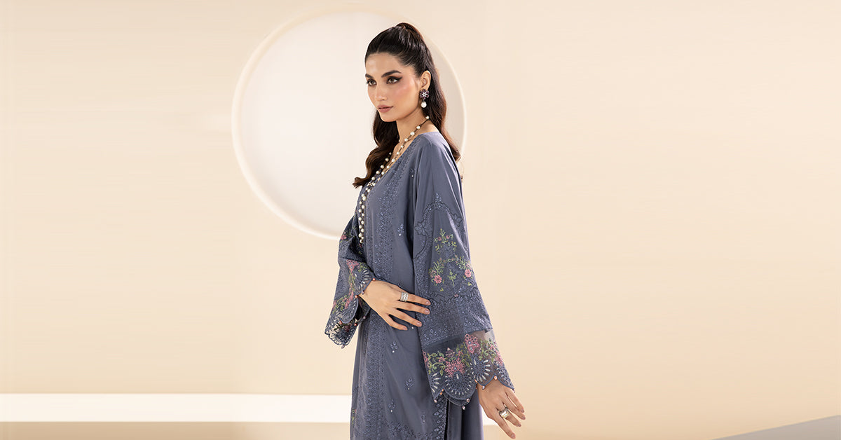 3 Piece Embroidered Linen Suit