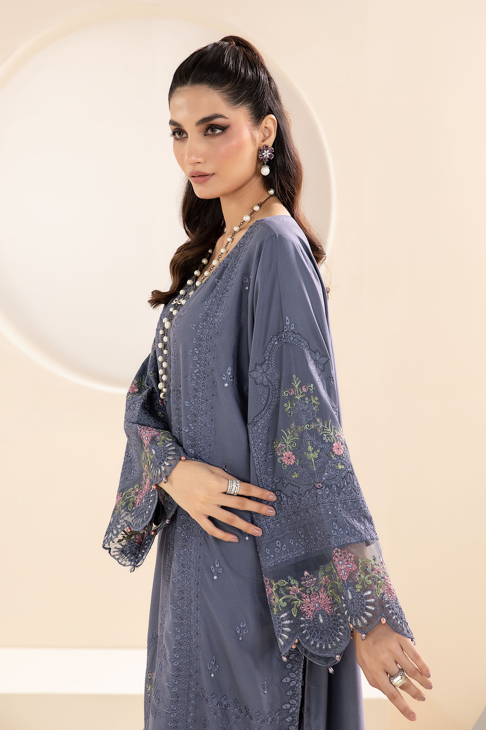 3 Piece Embroidered Linen Suit