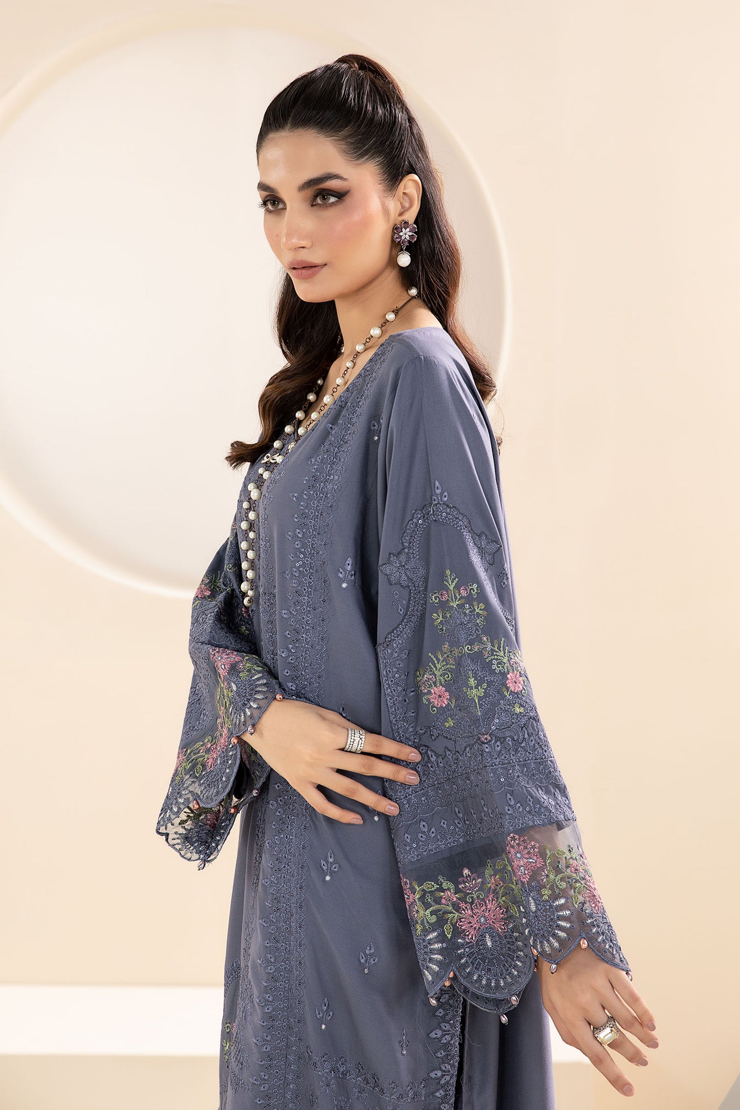 3 Piece Embroidered Linen Suit