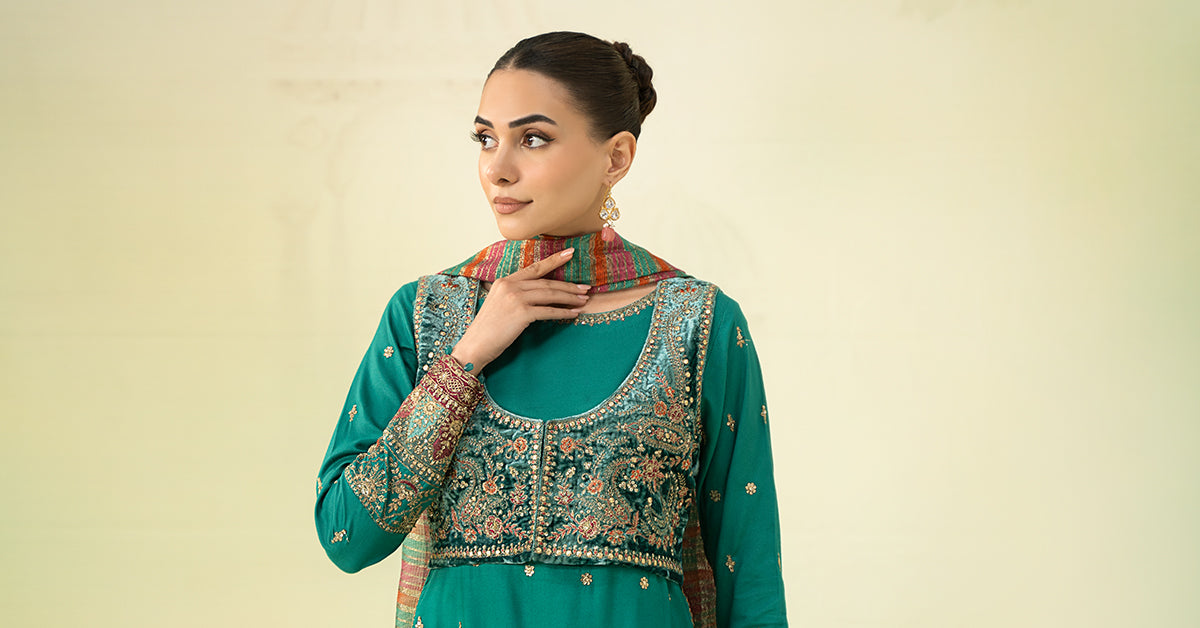3 Piece Embroidered Linen Suit