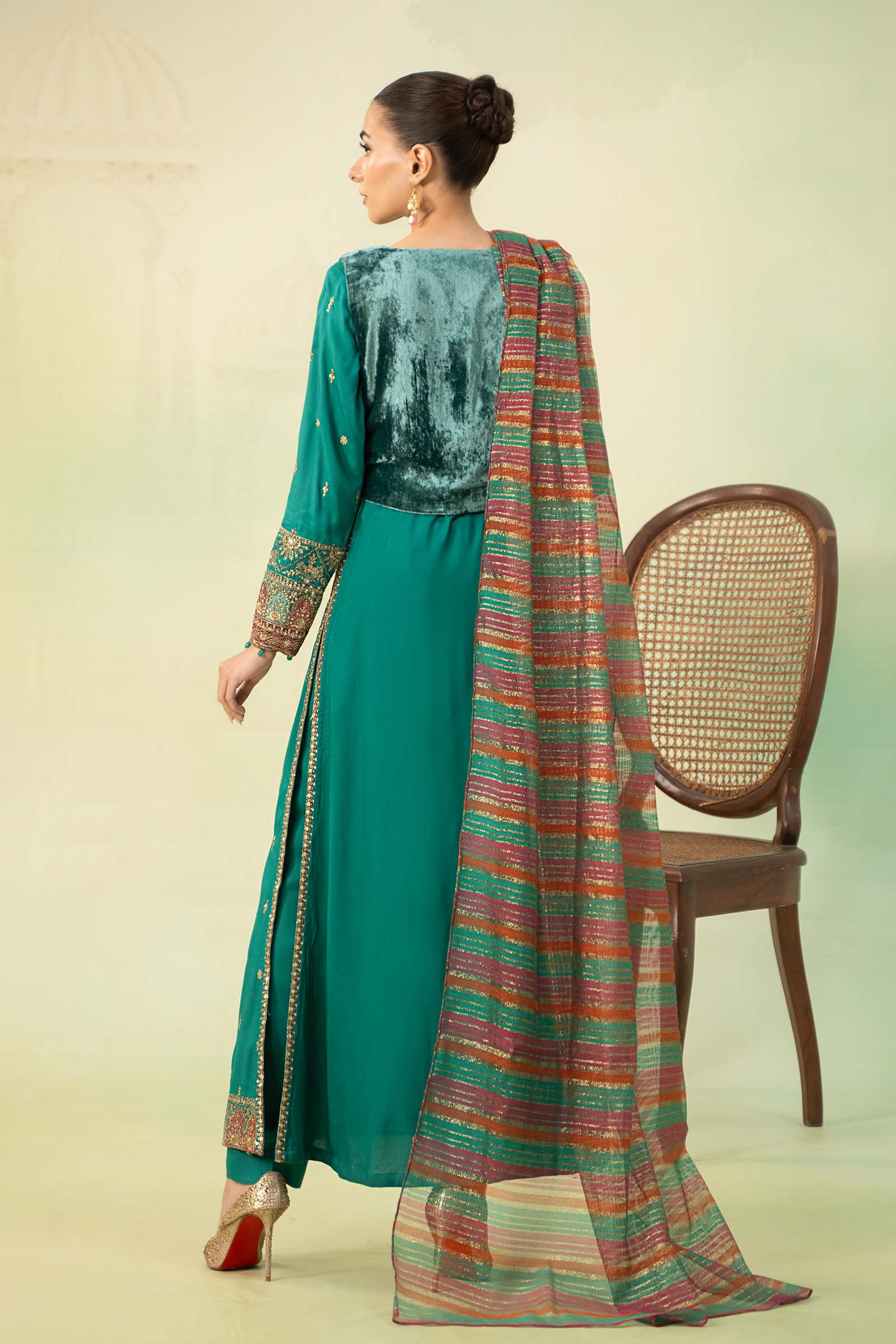 3 Piece Embroidered Linen Suit