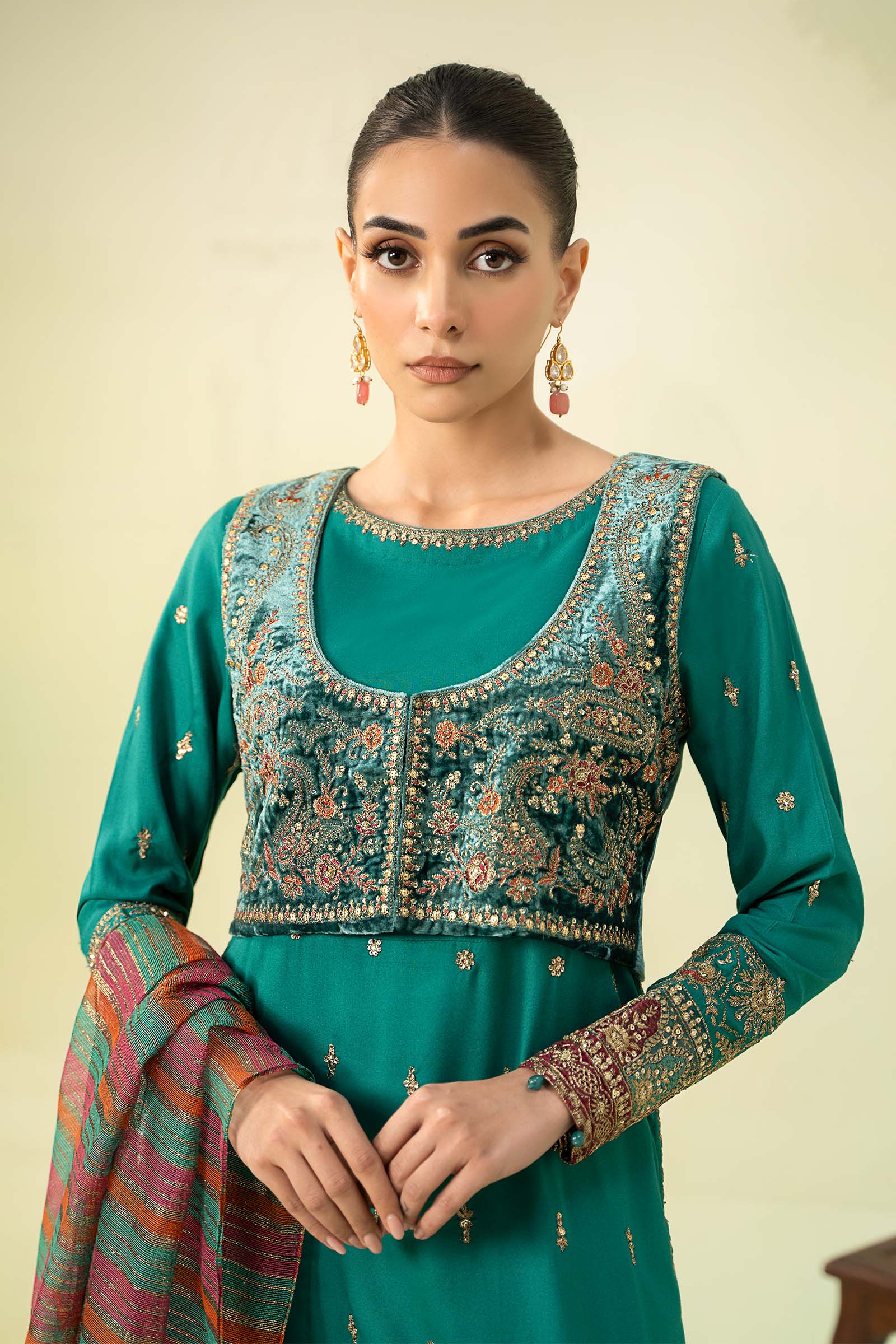 3 Piece Embroidered Linen Suit